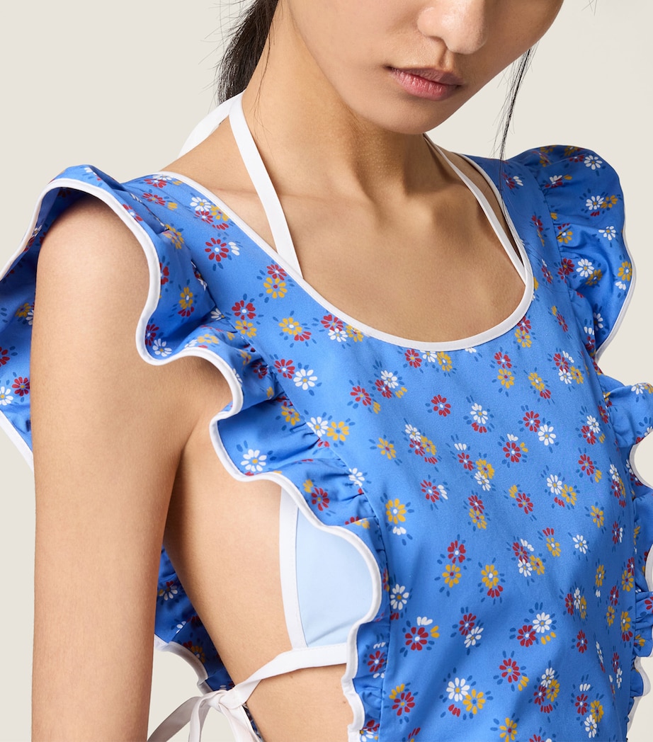 Miu Miu Womens Cotton Floral Pinafore Midi Dress Image 4