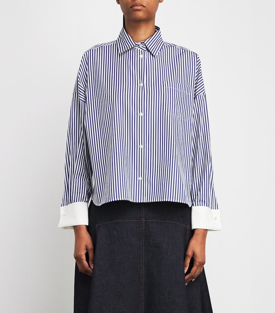 Contrast-Cuff Stripe Shirt NAVY Image 3