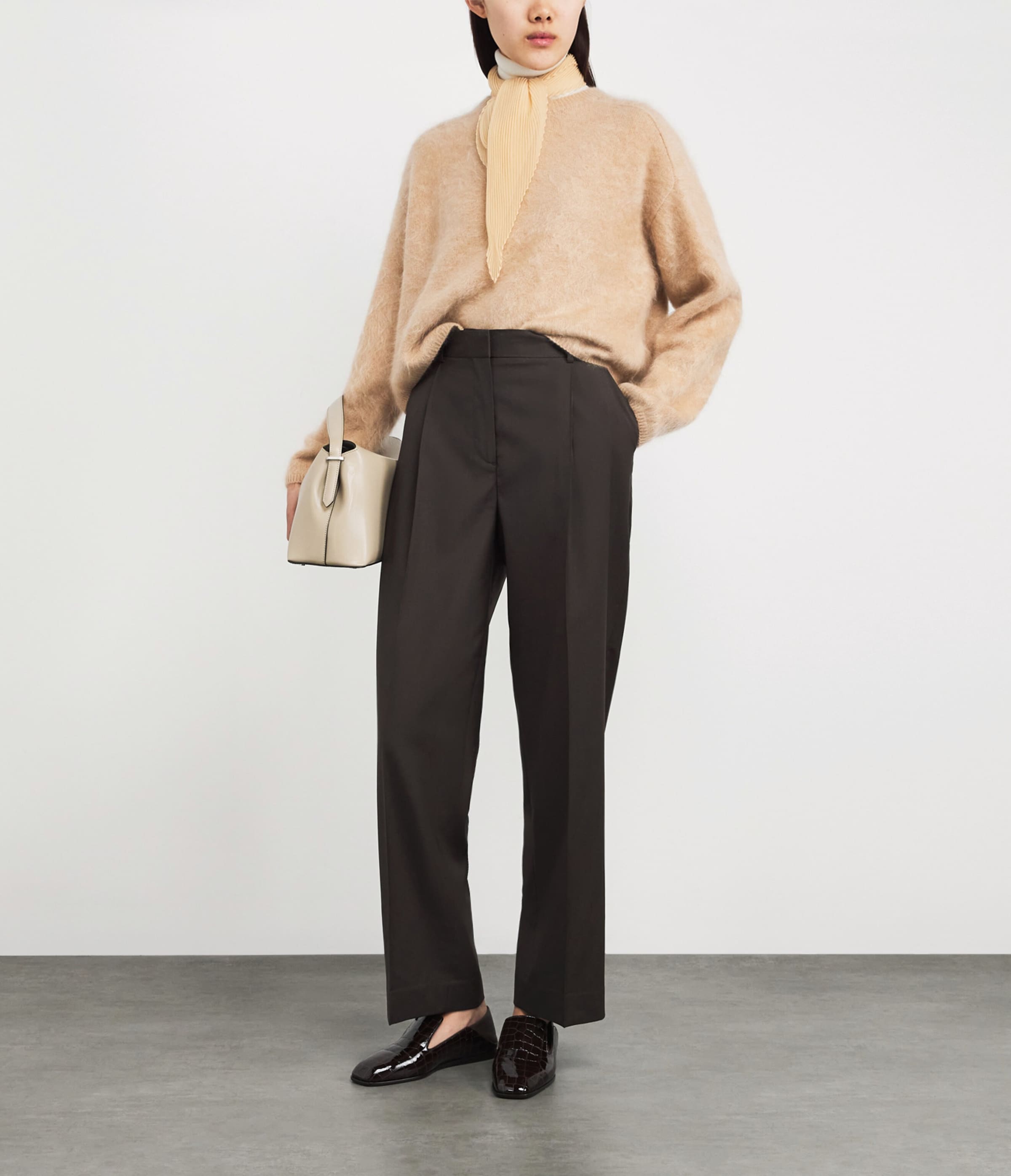 Cashmere-Silk Plissé Scarf 2100 PALE YELLOW Image 3