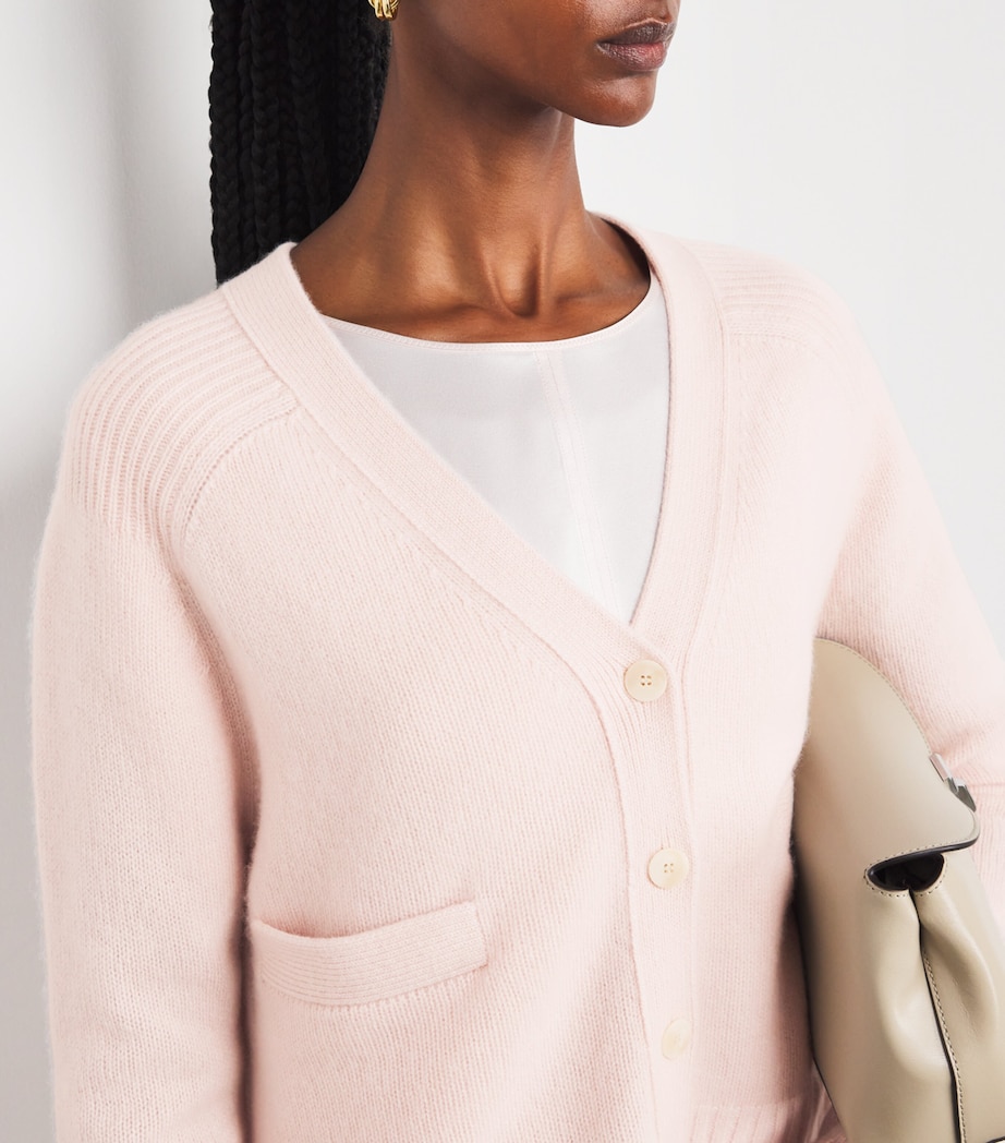 Open Cashmere V-Neck Cardigan ROSE Image 6
