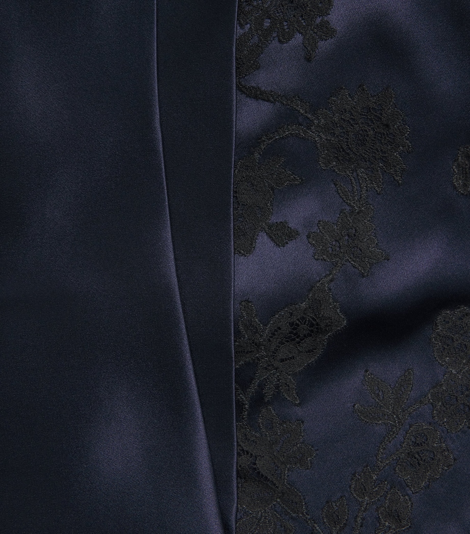 Silk Floral Julia Mini Kimono Robe MARINEBLUE/BLACK Image 4