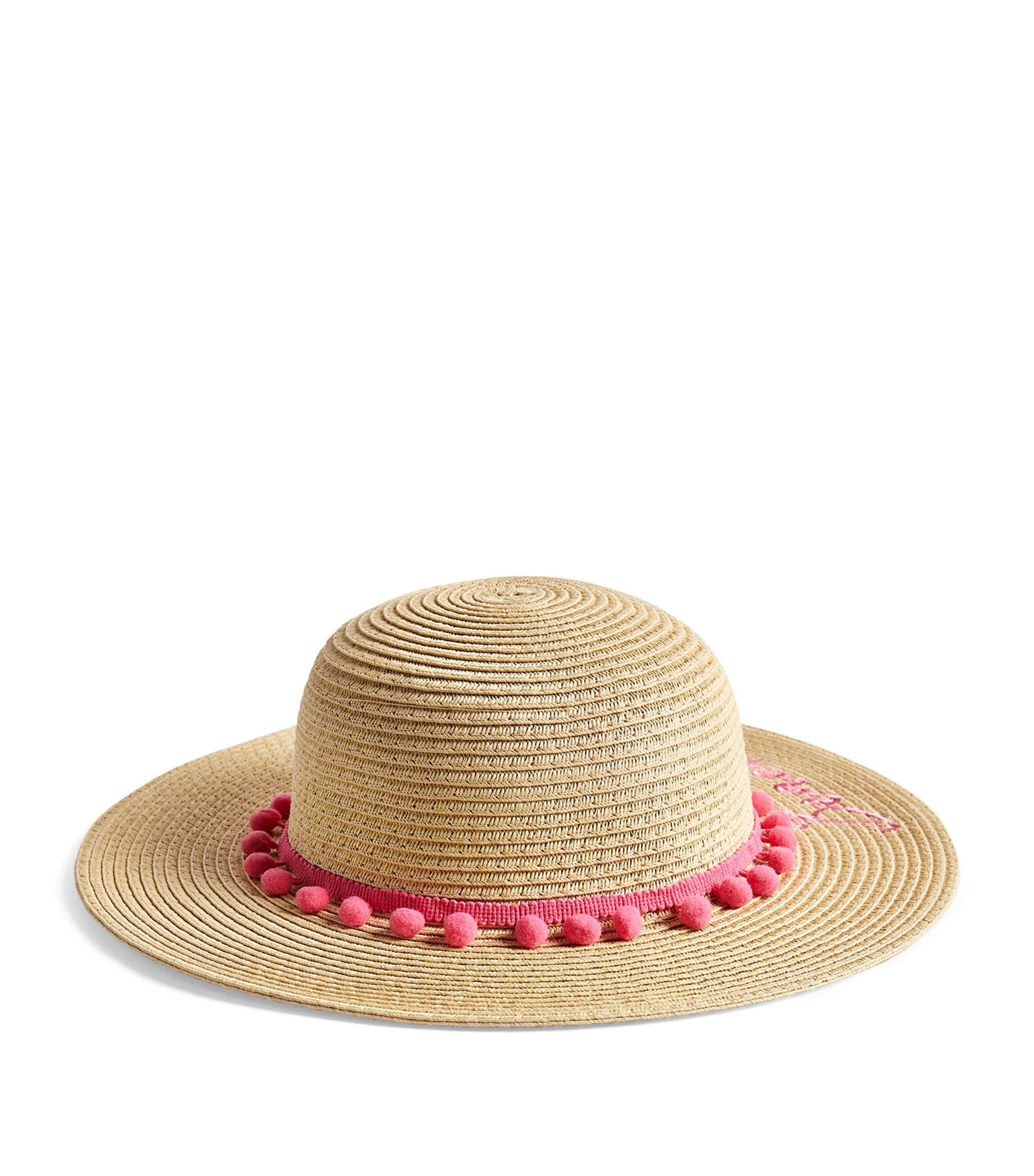 Bonita Kids' Embroidered Beach Floppy Hat In Pink