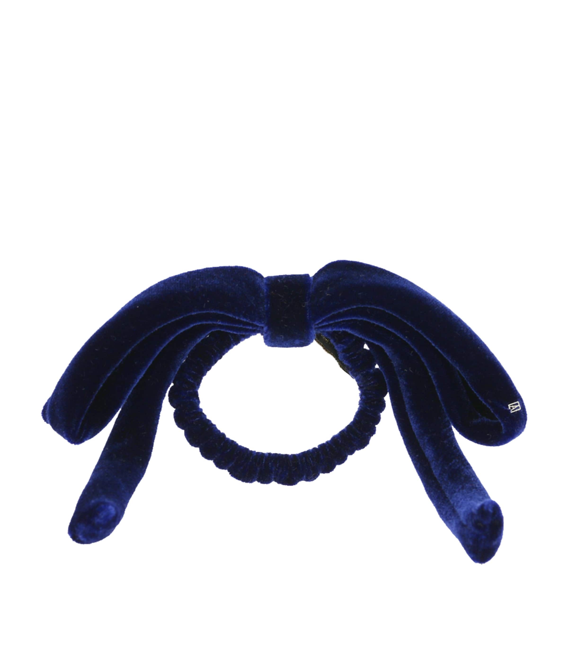 Alexandre De Paris Velvet Timeless Lucie Bow Hairband In Blue