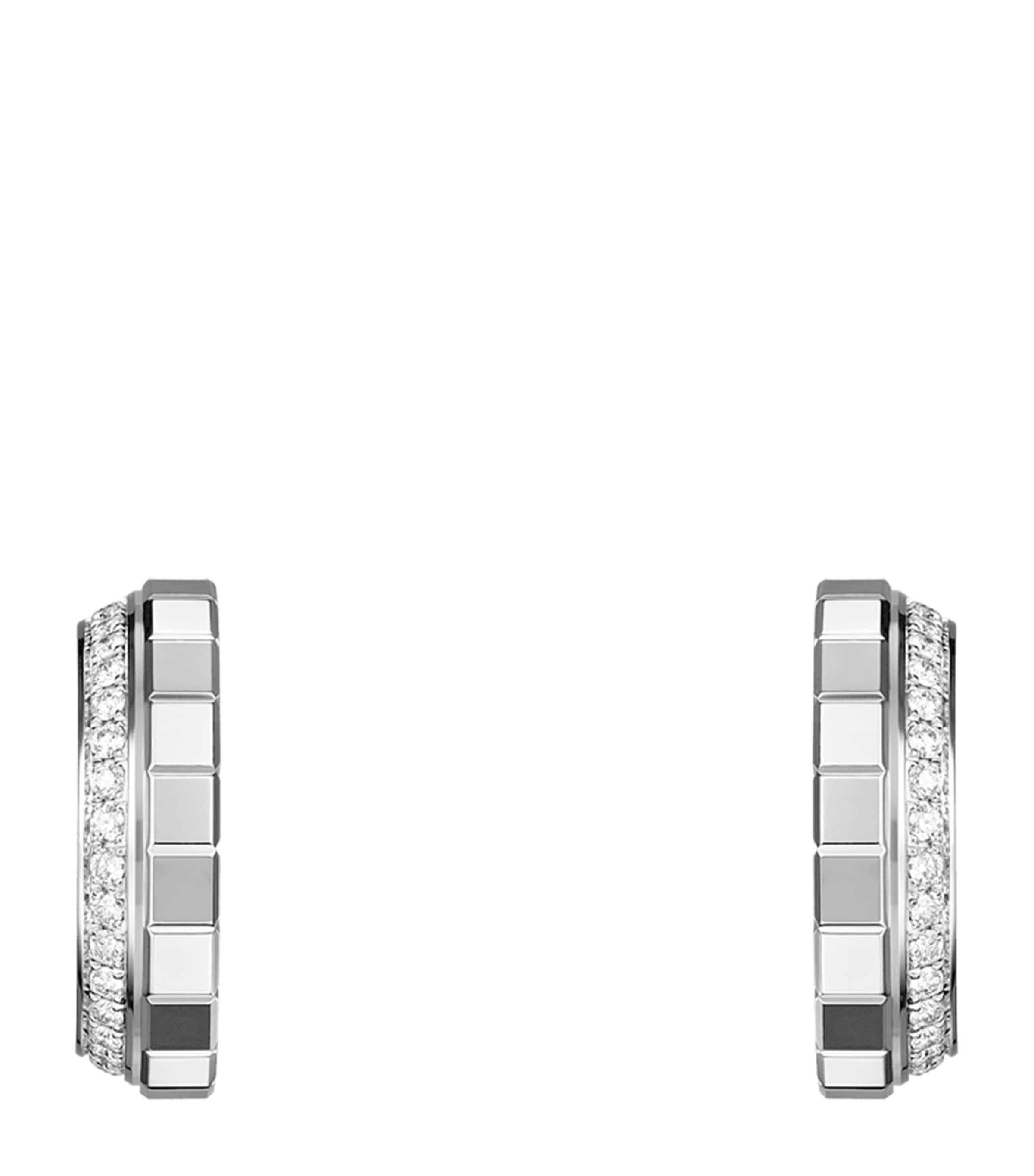 White Gold and Diamond Ice Cube Earrings 18K WHITE GOLD Image 1