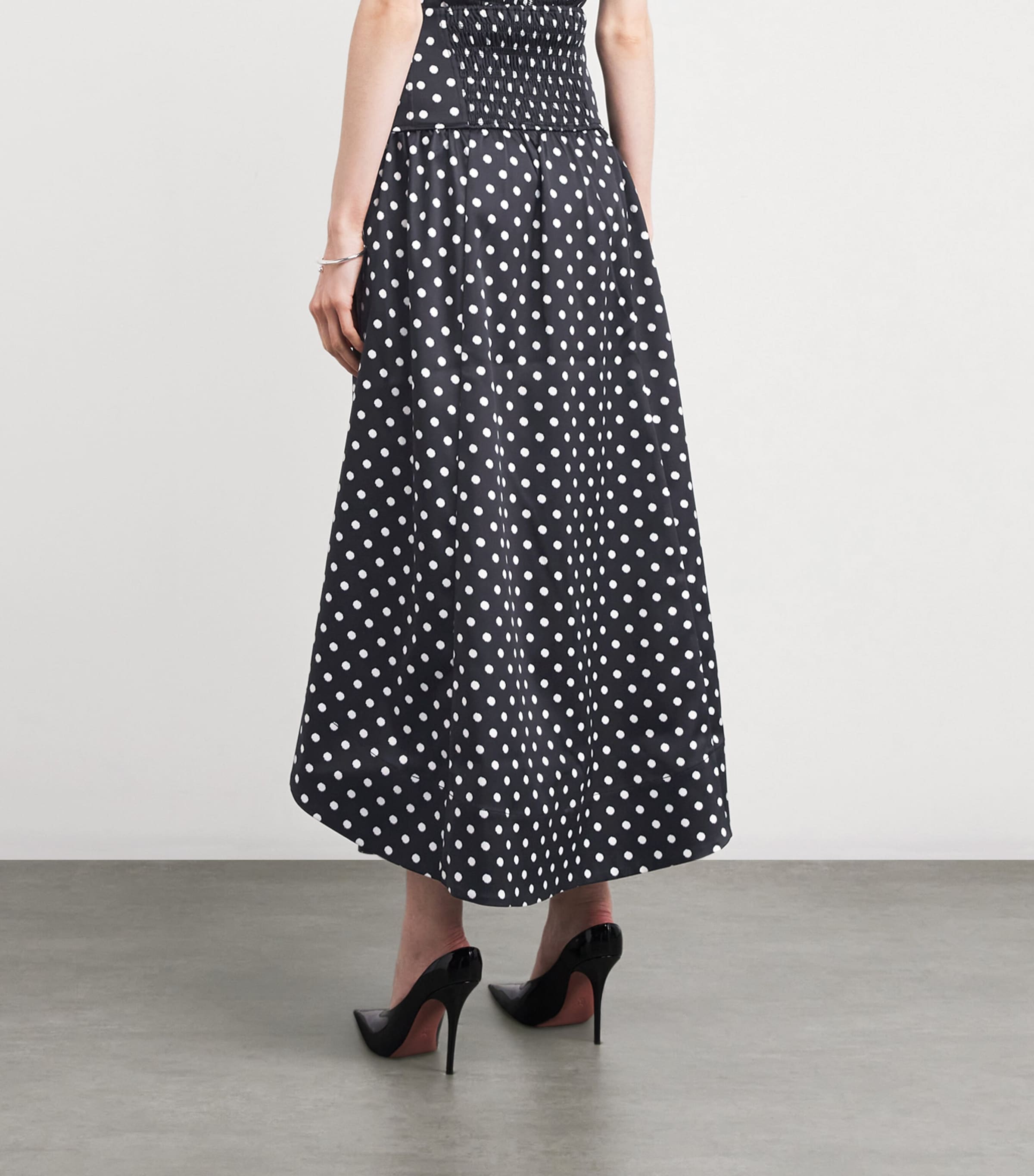 Satin Polka-Dot Maxi Skirt 099 BLACK Image 4