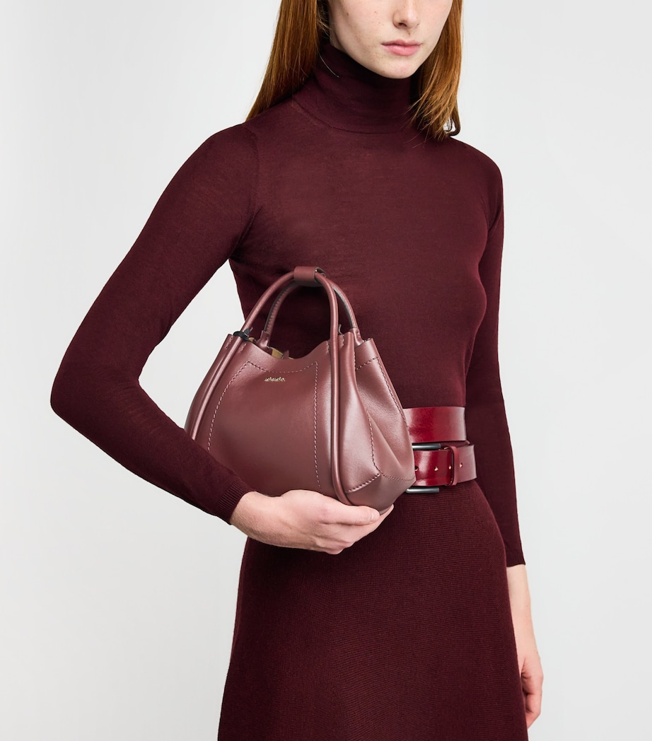Extra-Small Leather Marine Top-Handle Bag BORDEAUX Image 2