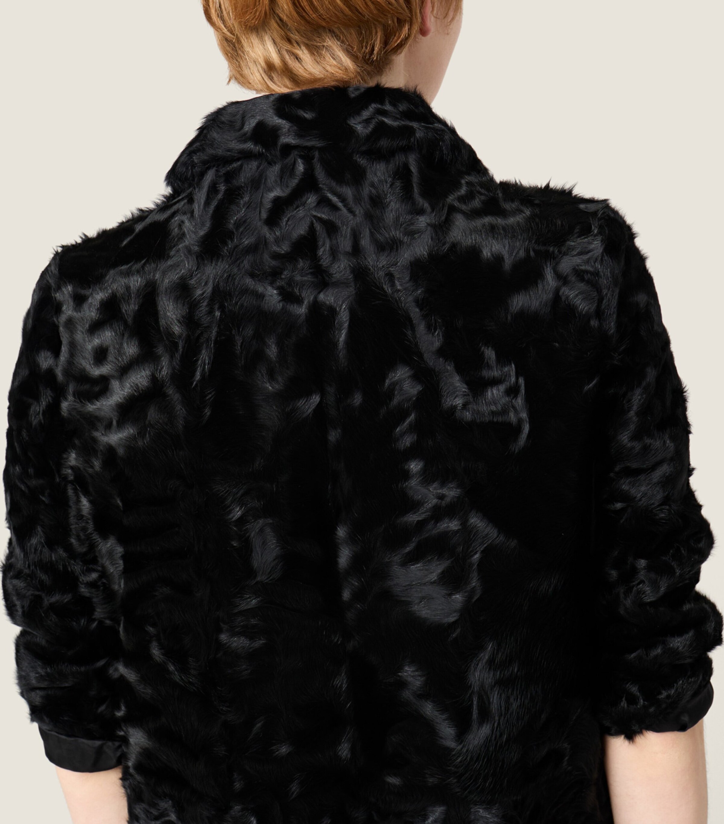 Miu Miu Womens Shearling Coat Black Image 6