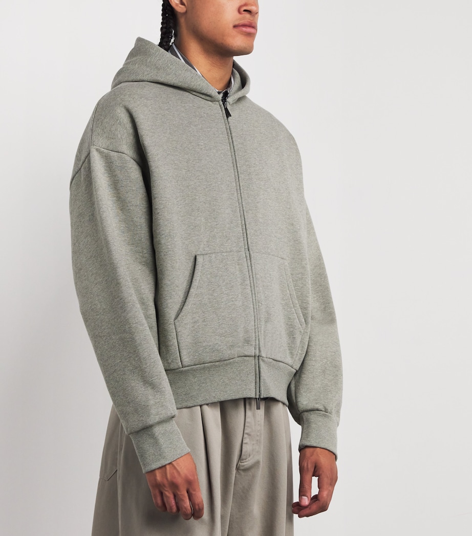 Cotton-Blend Logo Zip Hoodie CONCRETE HEATHER Image 3