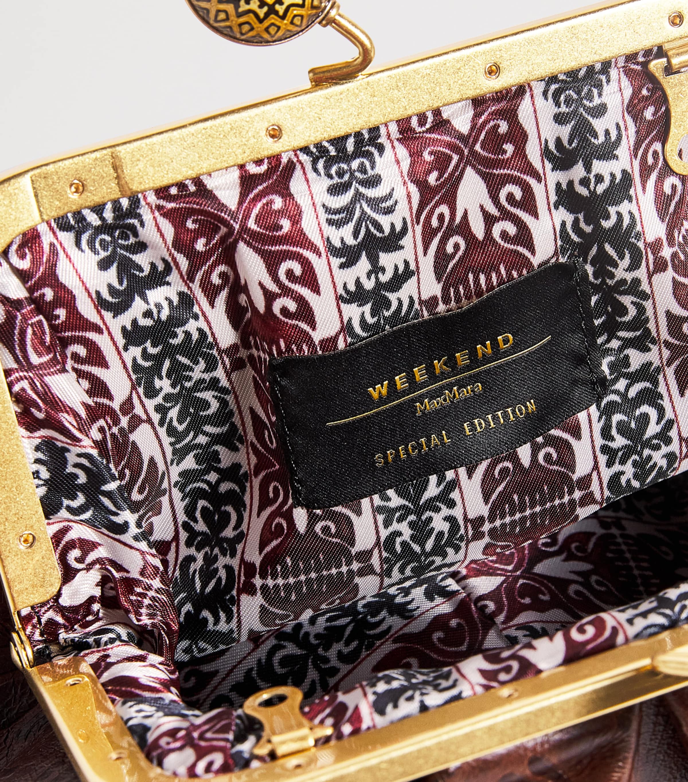 Leather Spanish Heritage Pasticcino Clutch Bag DARK BROWN Image 4