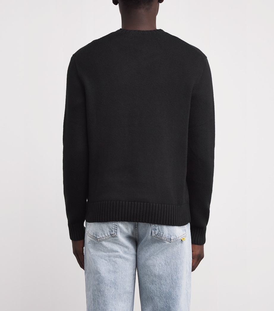 Cotton-Cashmere Holiday Bear Sweater BLACK Image 4
