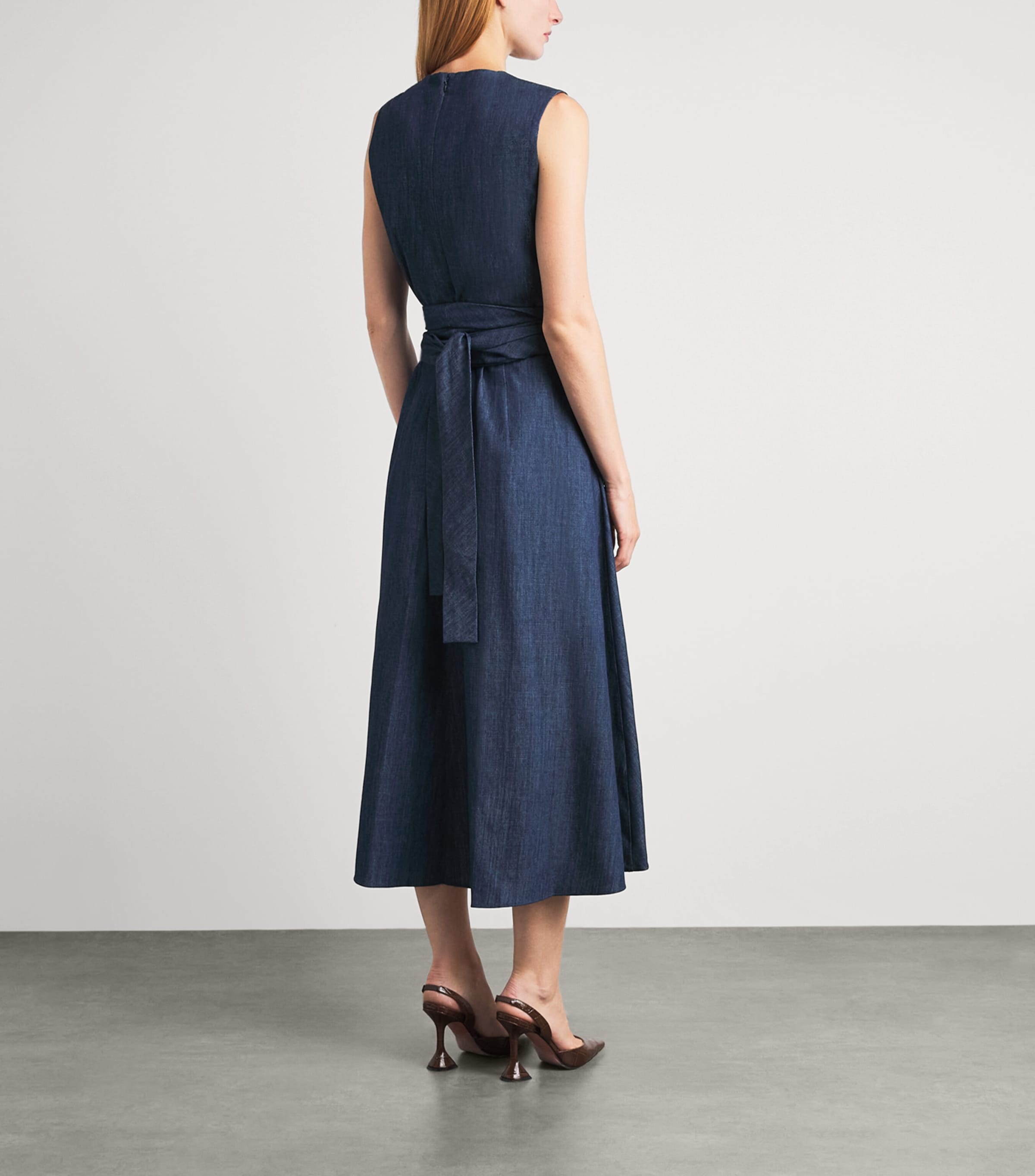 Altuzarra Womens Cotton Chambray Penny Midi Dress Titan Image 4
