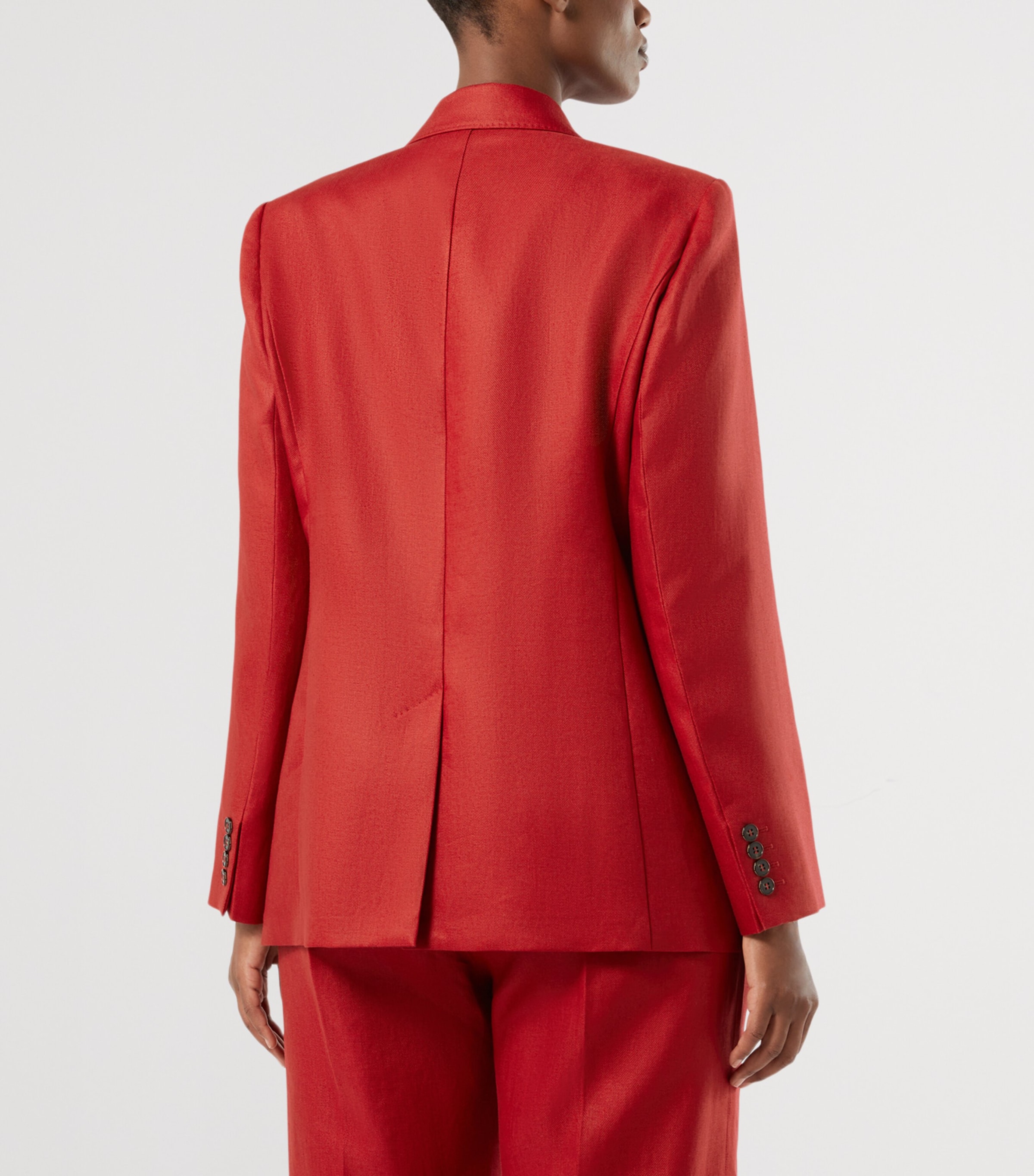 Marina Rinaldi Womens Linen Double-Breasted Blazer Cherry Image 4