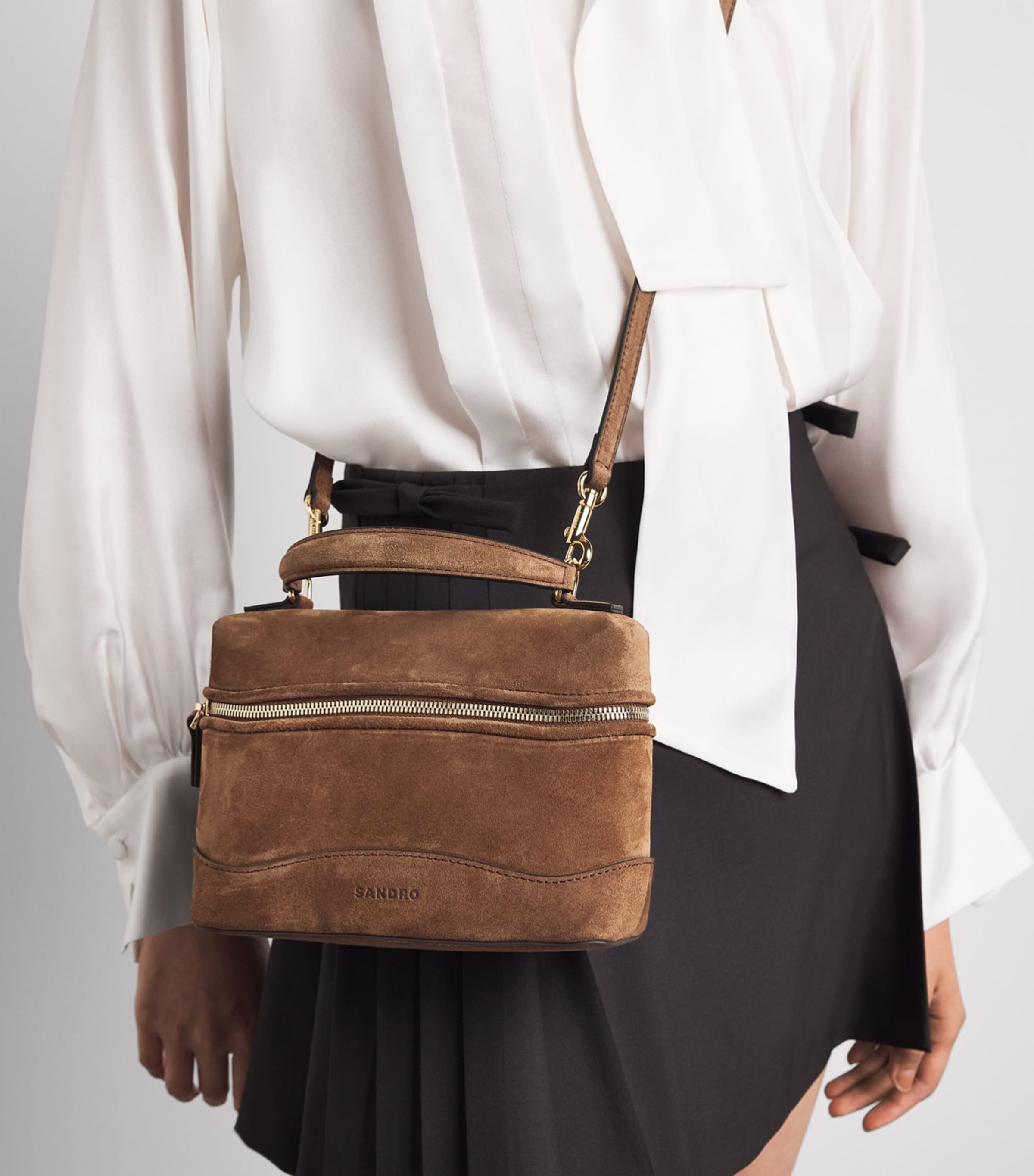 Sandro Paris Suede Tangolino Vanity Bag Brown Image 4