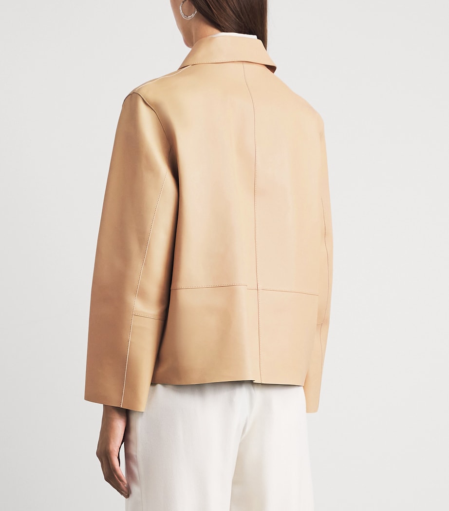 Toteme Womens Bonded-Leather Jacket Chai Image 5