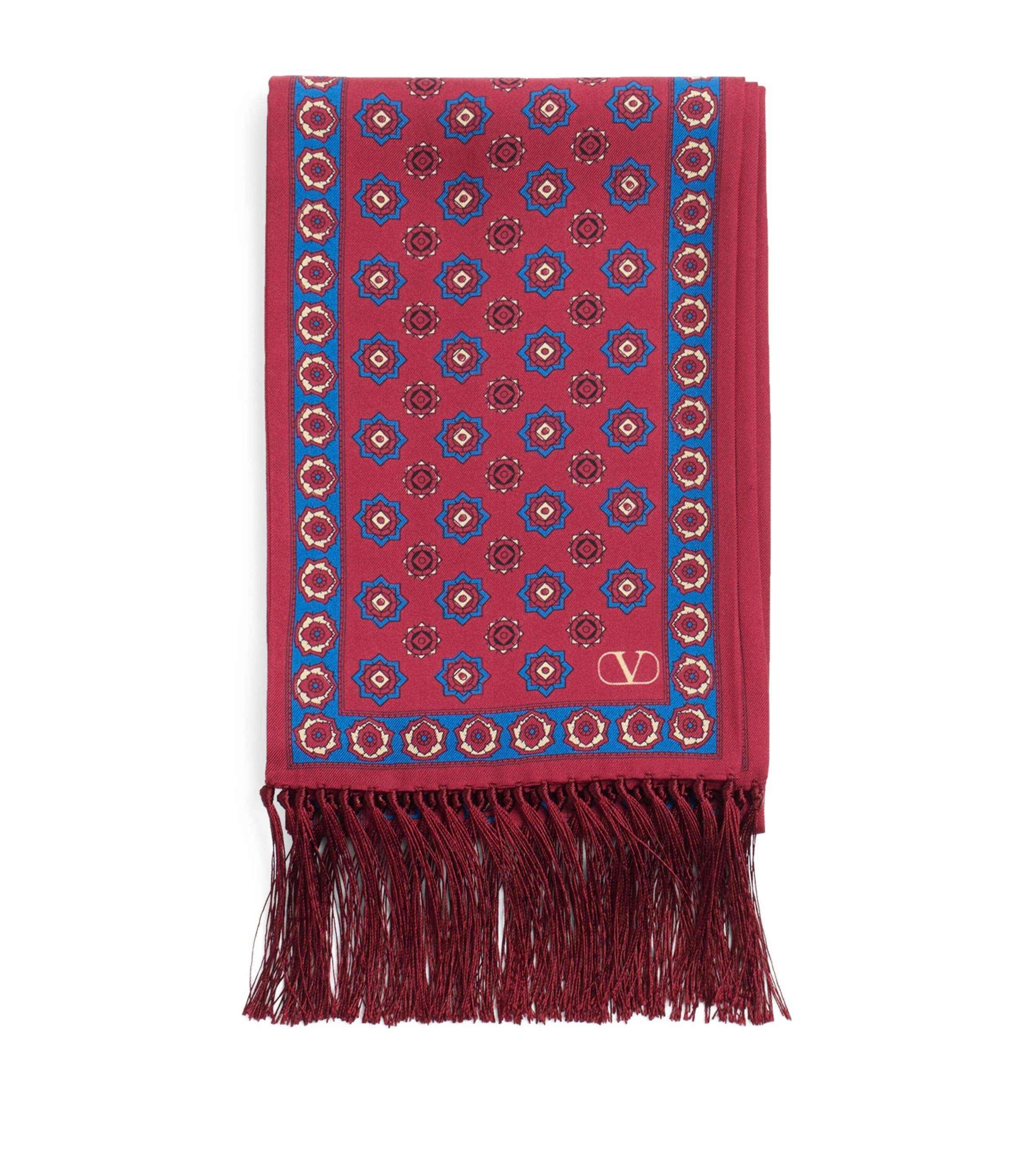Valentino Silk Printed Scarf In Red