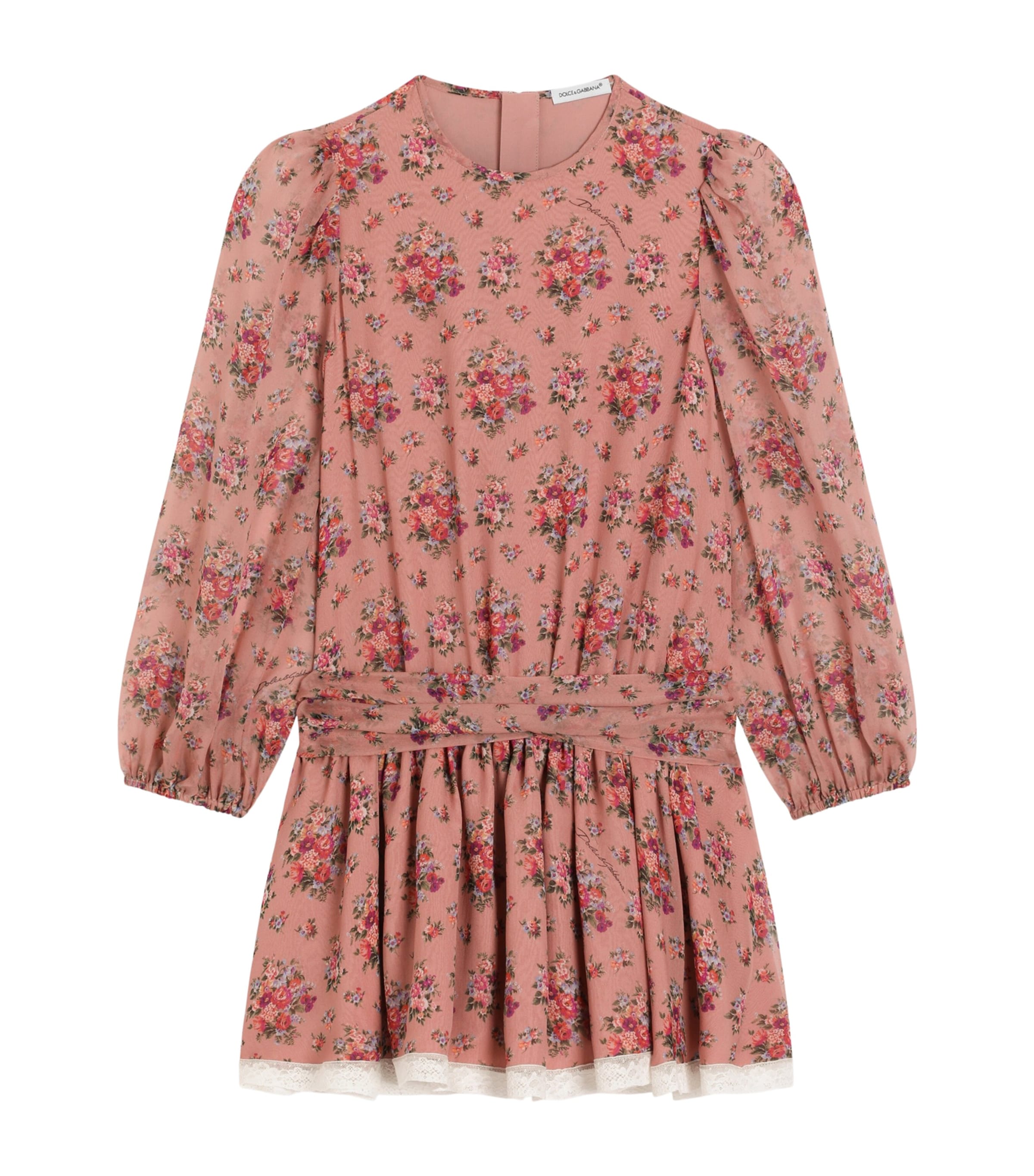 Dolce&Gabbana Kids Silk Bouquet Print Dress (8-12+ Years) Mazzolini Fior Image 1