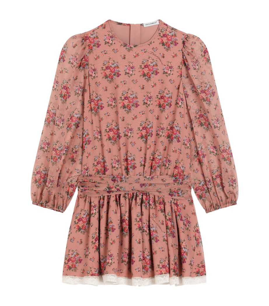 Dolce&Gabbana Kids Silk Bouquet Print Dress (8-12+ Years) Mazzolini Fior Image 1
