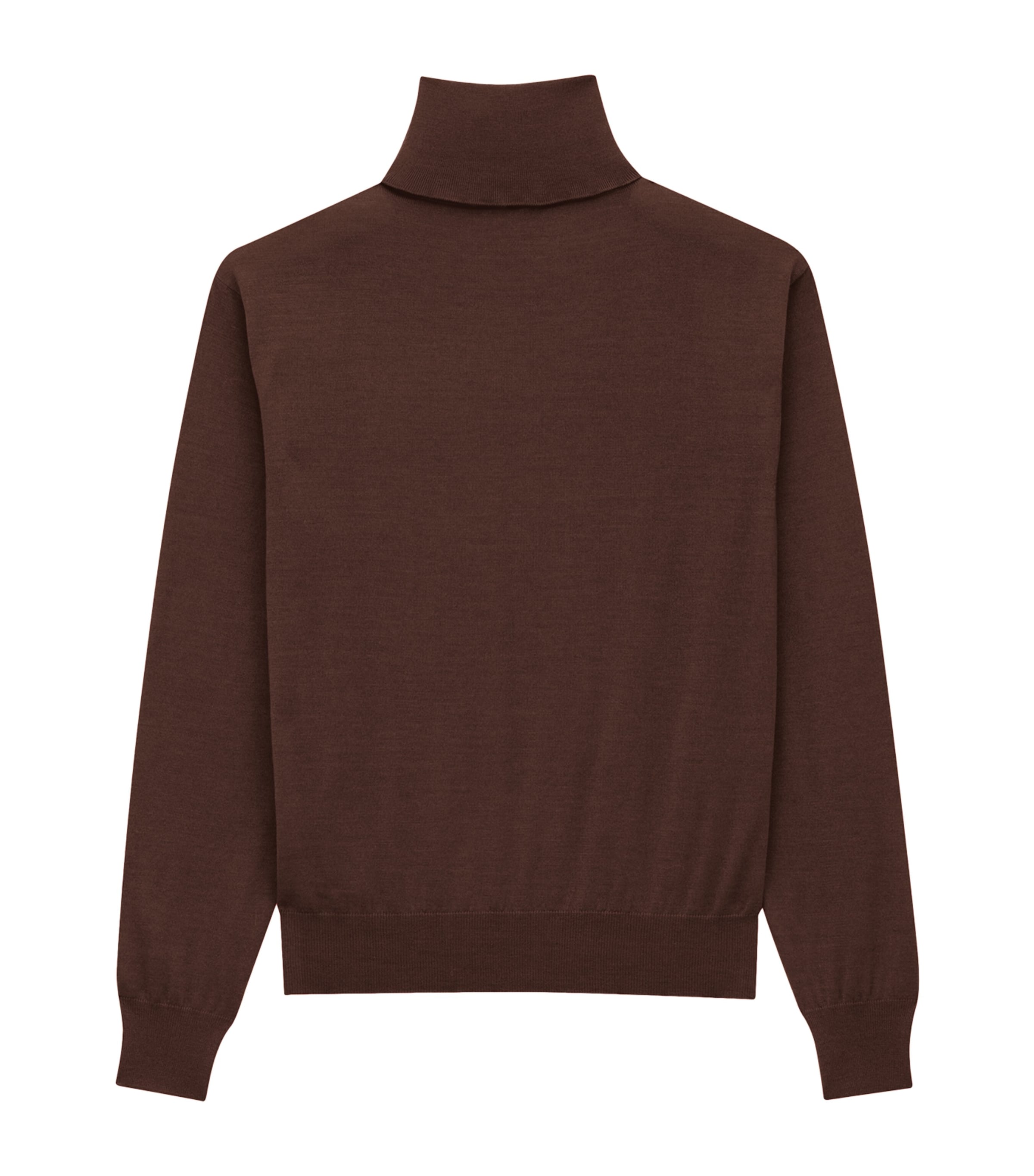 Saint Laurent Turtleneck Knitwear With Ribbed Cuffs And Hem In Brown