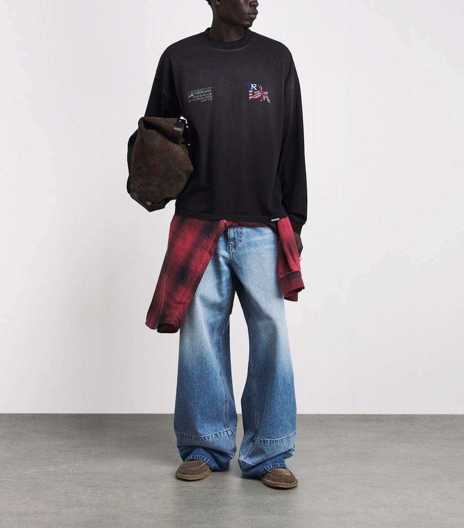 Represent Mens Cotton Eagle Long-Sleeve T-Shirt Black Image 2