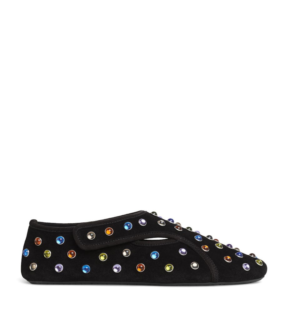 Alaïa Womens Suede Embellished Flex Ballet Flats Noir/multicolor Image 1