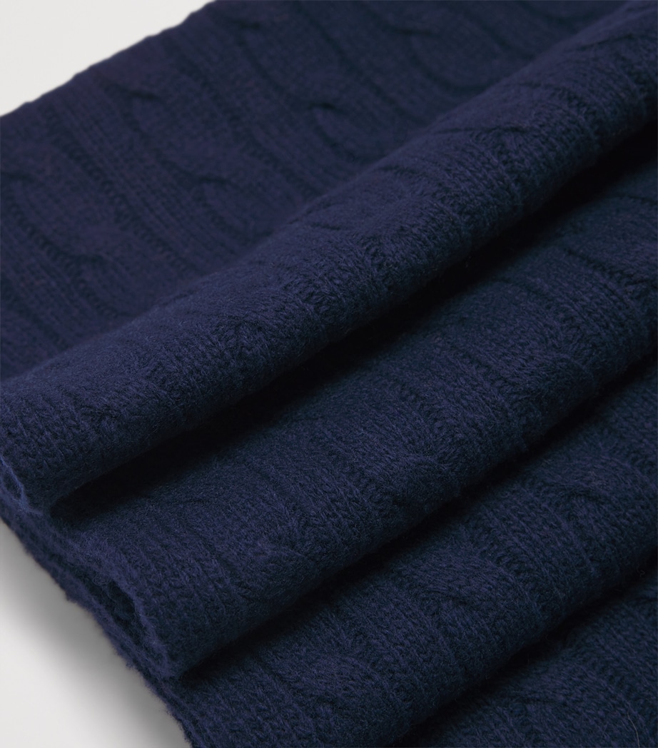 Wool-Blend Cable-Knit Scarf BLUE Image 4