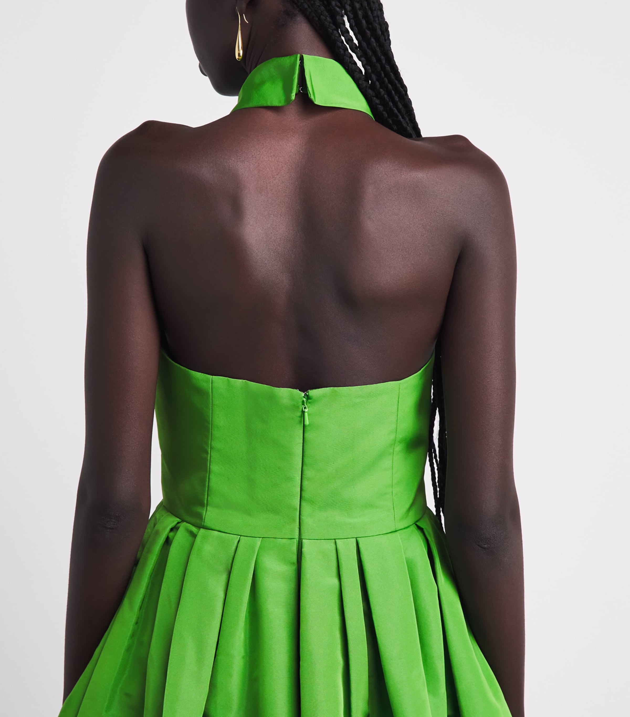 Carolina Herrera Womens Silk Collared Halterneck Gown Lawn Green Image 3