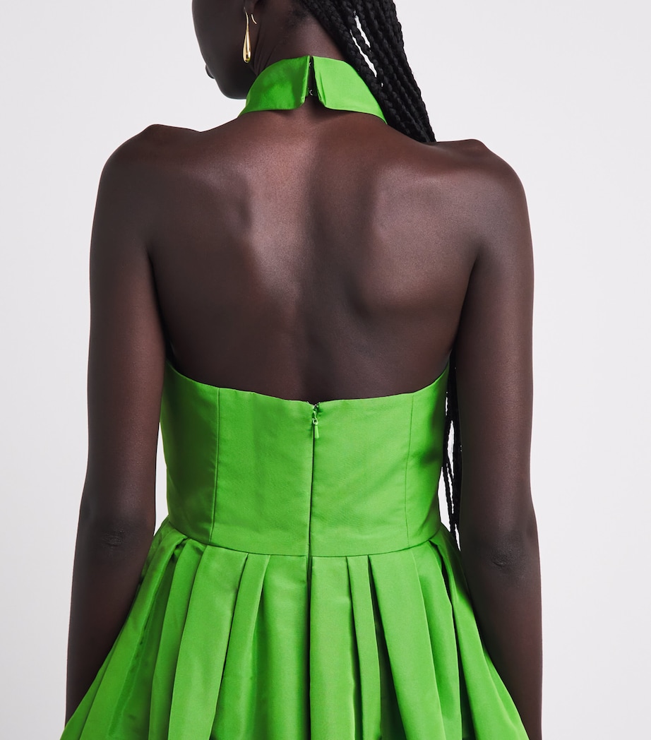 Carolina Herrera Womens Silk Collared Halterneck Gown Lawn Green Image 3