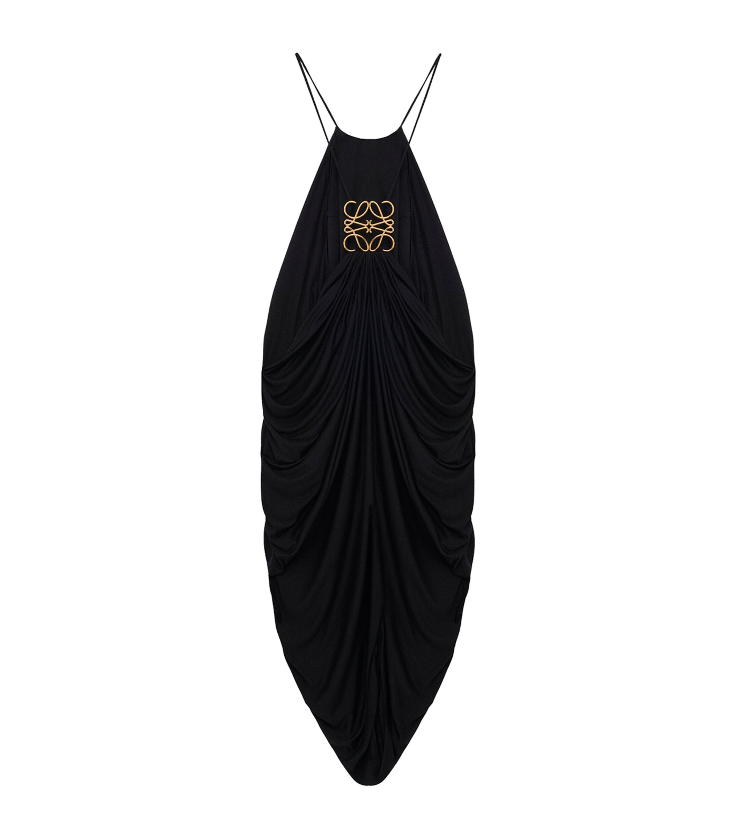 LOEWE Womens Silk Draped Midi Dress Black Image 2