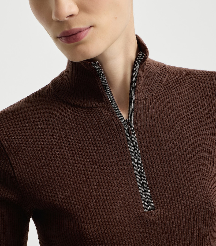 Brunello Cucinelli Womens Wool-Cashmere Half-Zip Sweater Image 6