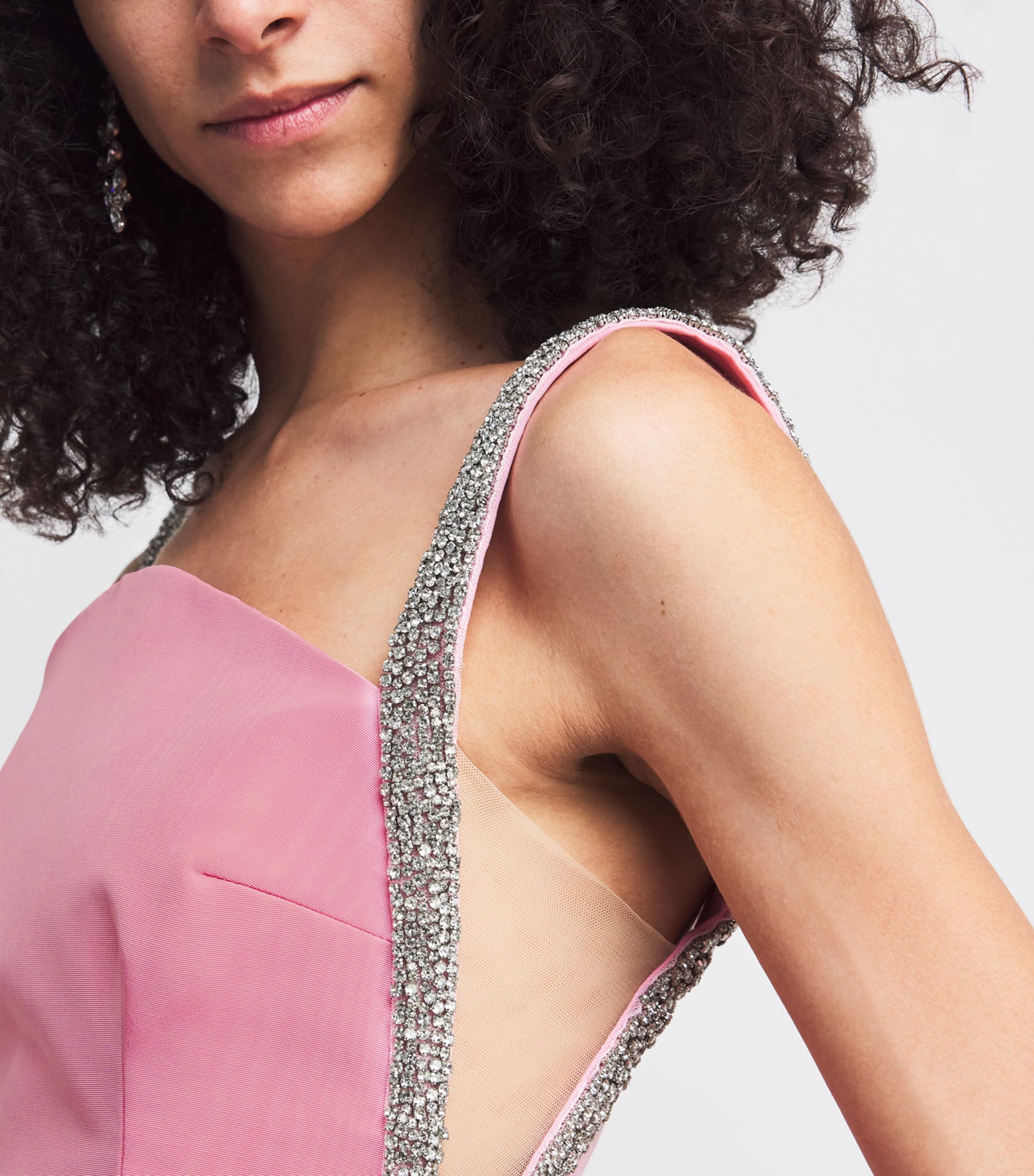Crystal-Trim Amaro Midi Dress PINK Image 6
