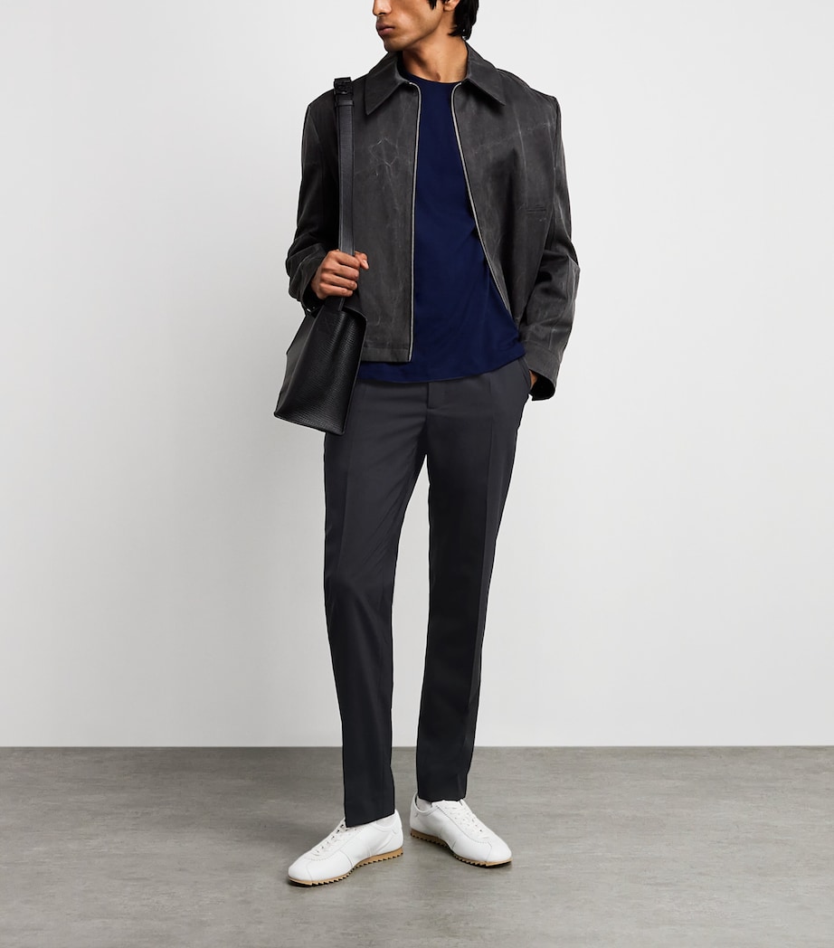 Sandro Paris Mens Wool-Blend Drawstring Trousers Navy Blue Image 2