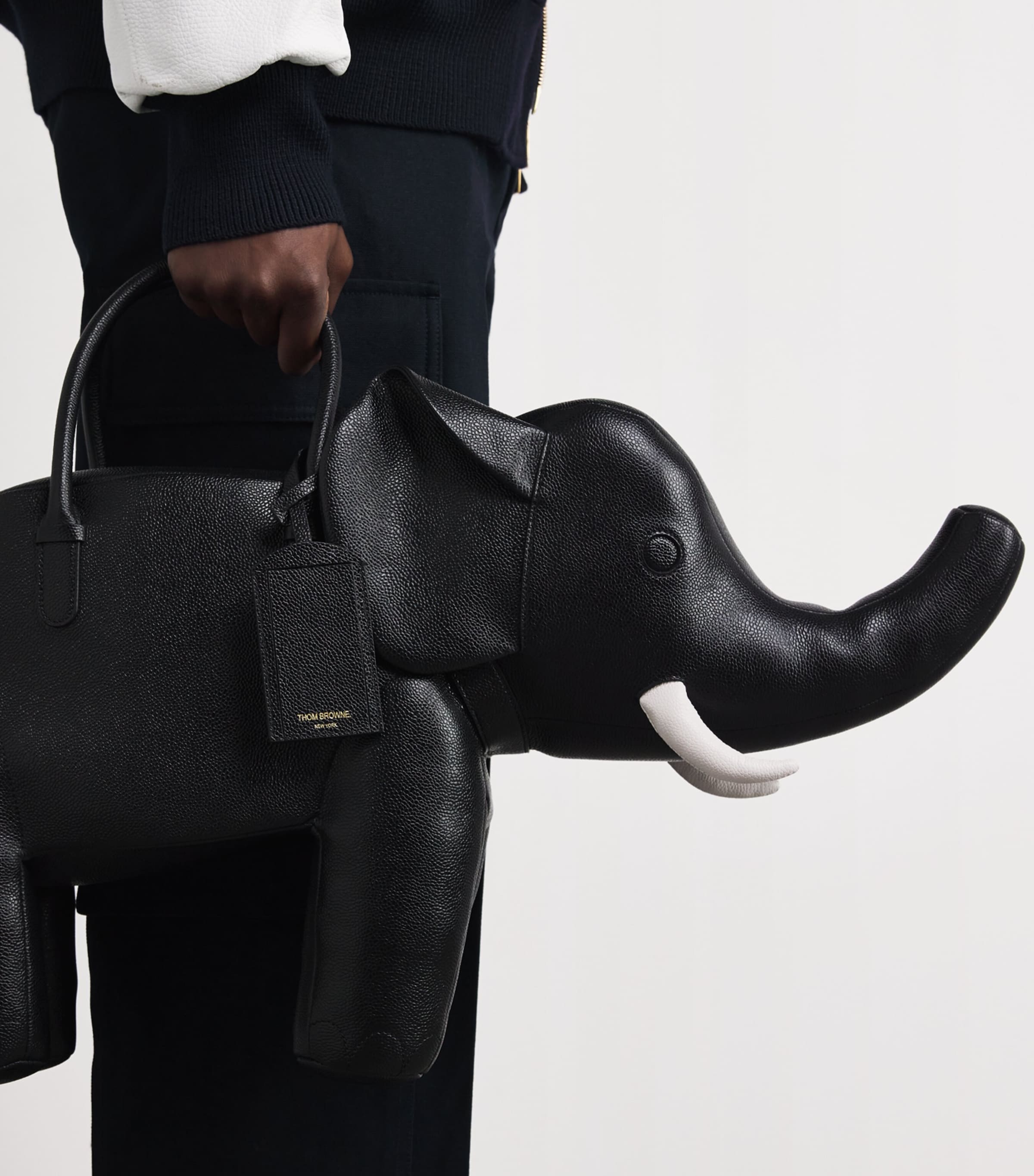 Thom Browne Leather Elephant Top-Handle Bag Black Image 6