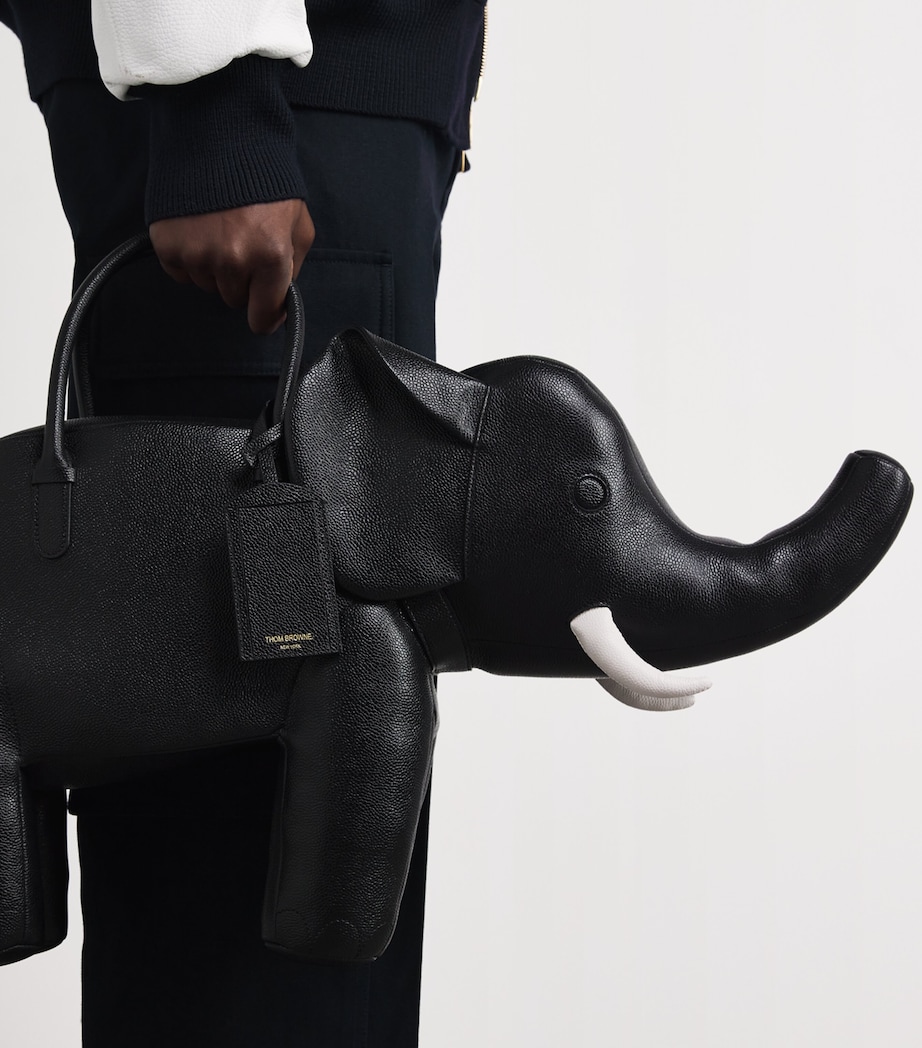 Leather Elephant Top-Handle Bag BLACK Image 6