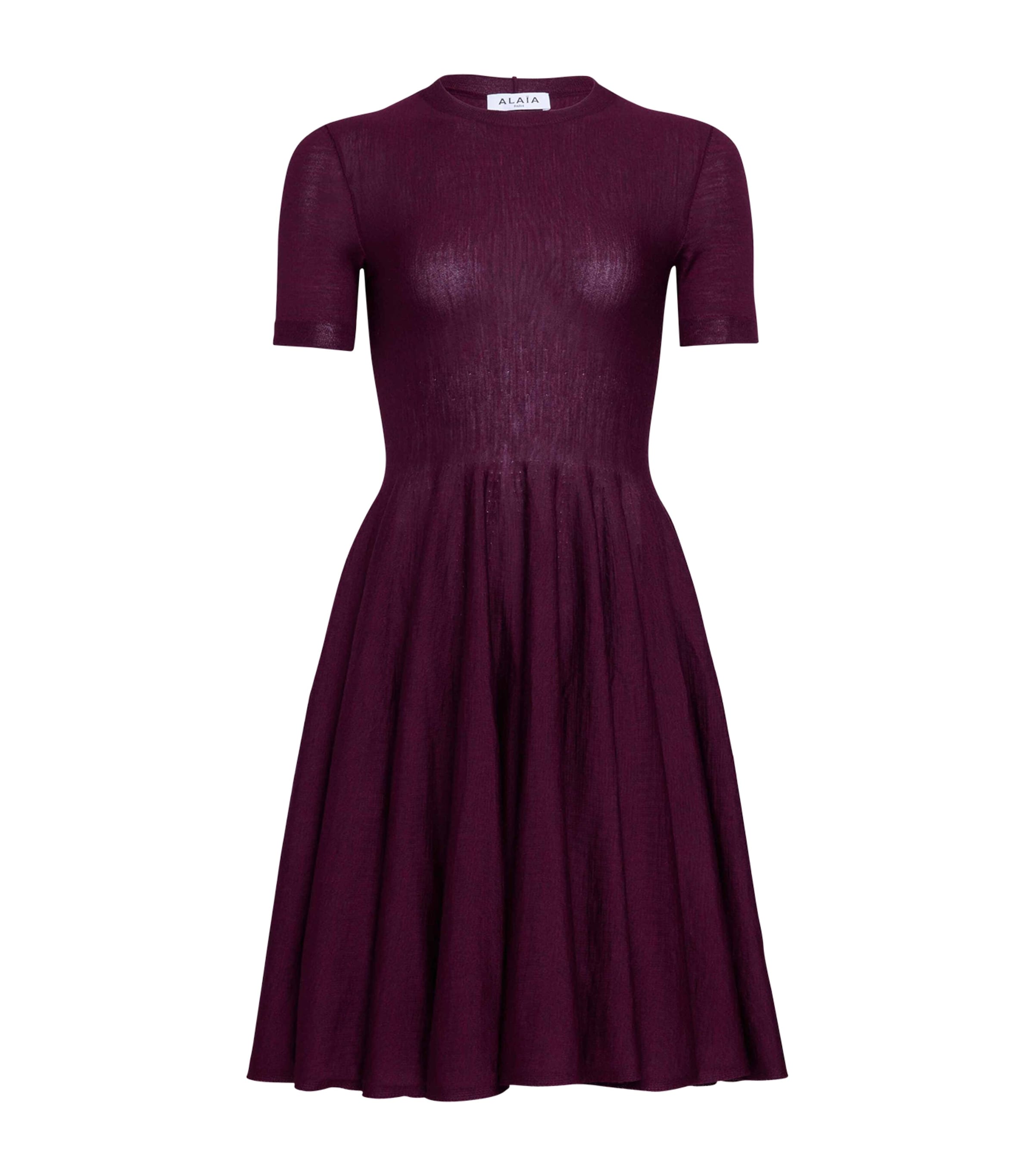 Alaïa Virgin Wool Mini Dress In Purple