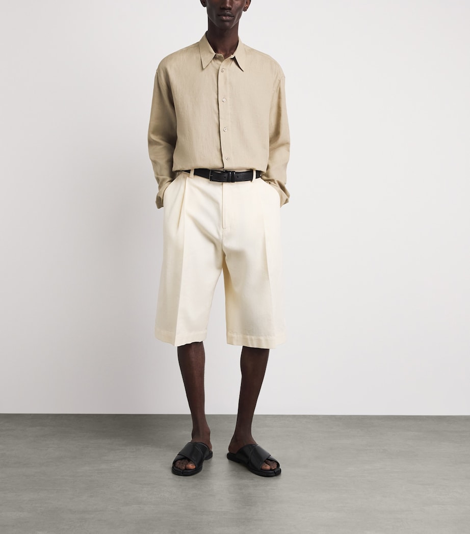 Studio Nicholson Mens Linen Rafe Shirt Sand Image 2