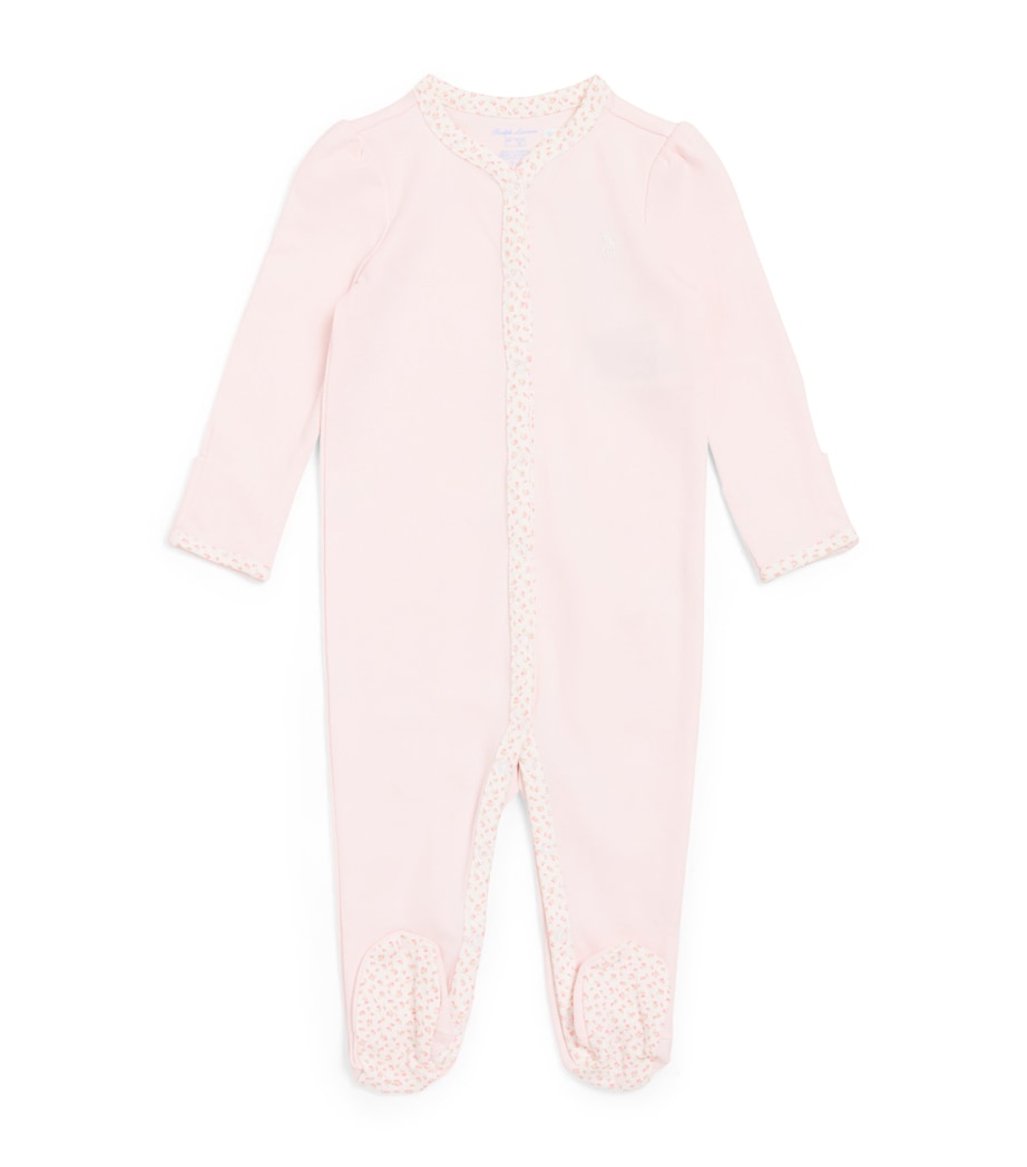 Ralph Lauren Kids Cotton Floral Trim All-In-One (0-9 Months) Delicate Pink Image 1