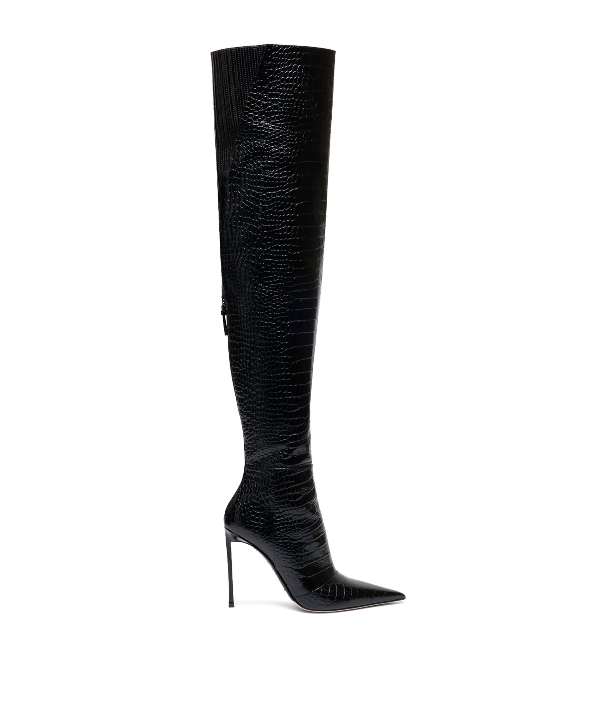 TOM FORD Croc-Embossed Leather Over-The-Knee Boots 105 Naa Image 1
