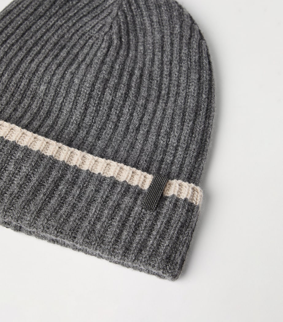 Cashmere English Rib Knit Beanie CGF16 Image 4