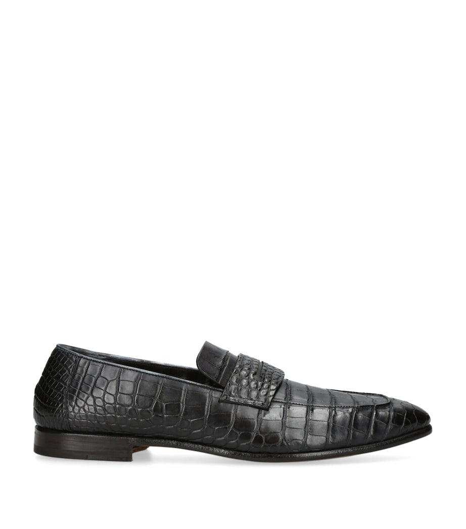 Crocodile Leather L'Asola Loafers BLACK Image 1