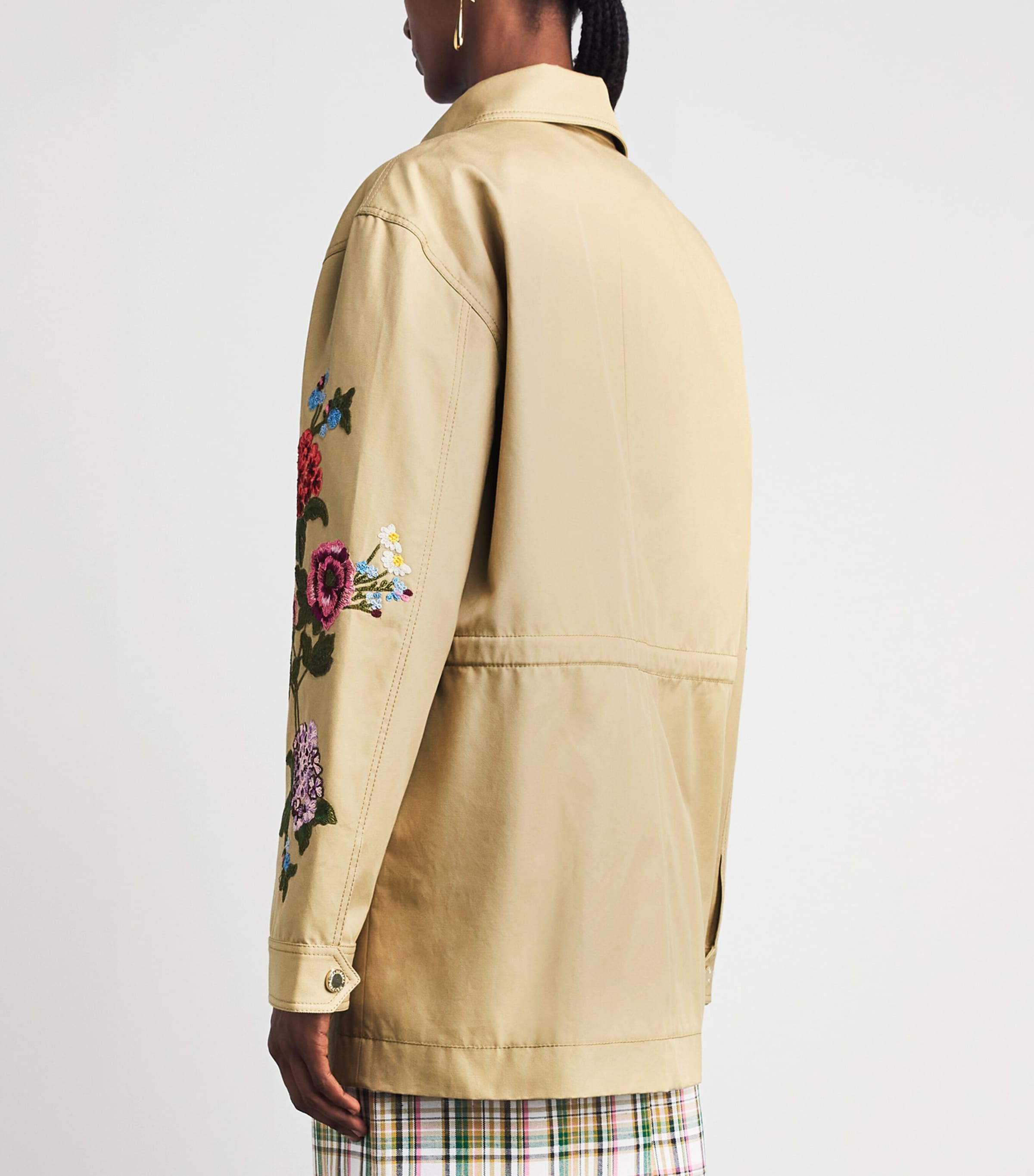 Carolina Herrera Womens Embroidered Trench Coat Birch Image 5