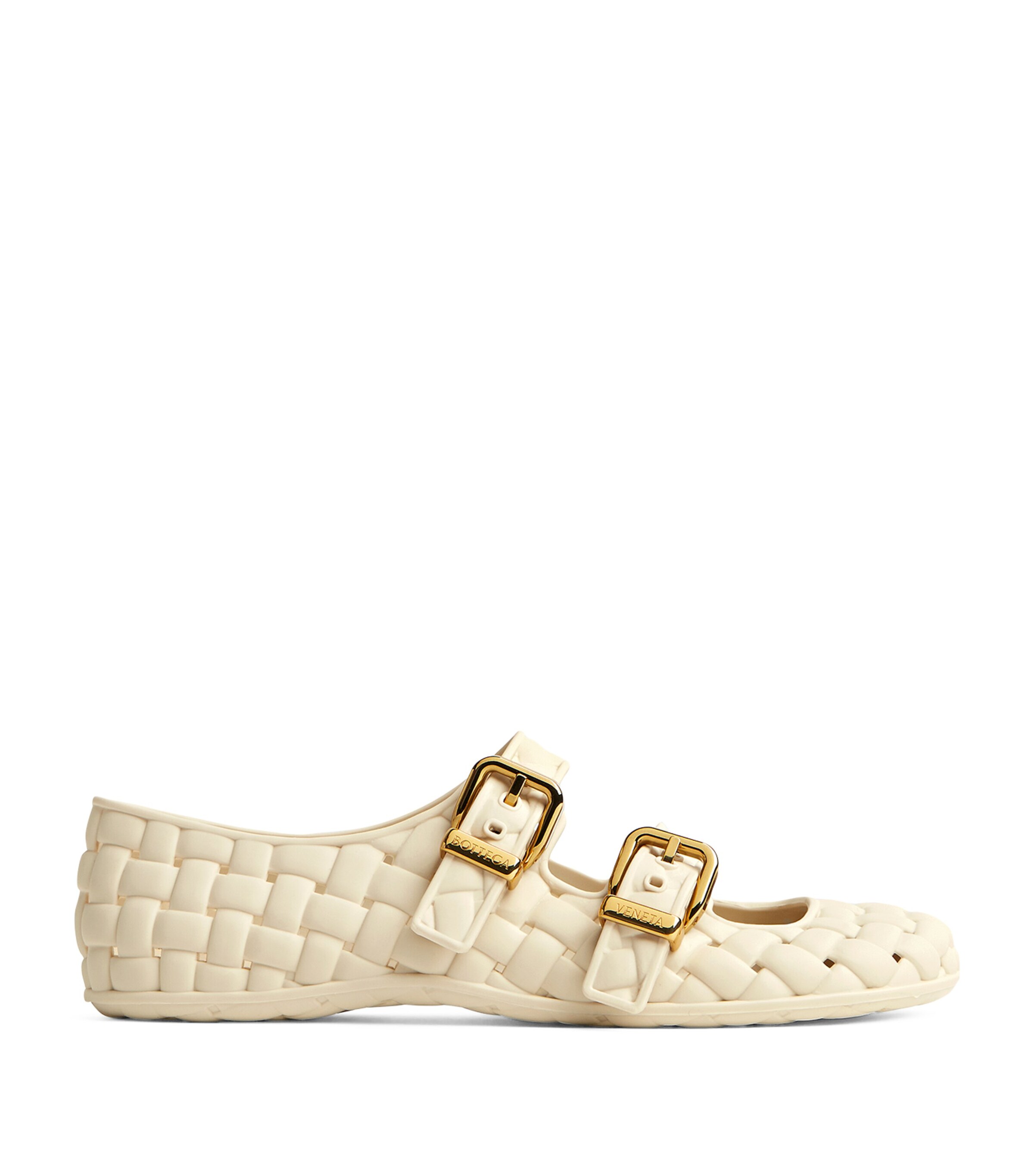 Bottega Veneta Amy Mary-jane Ballerina Tpu Weaving Effect In White