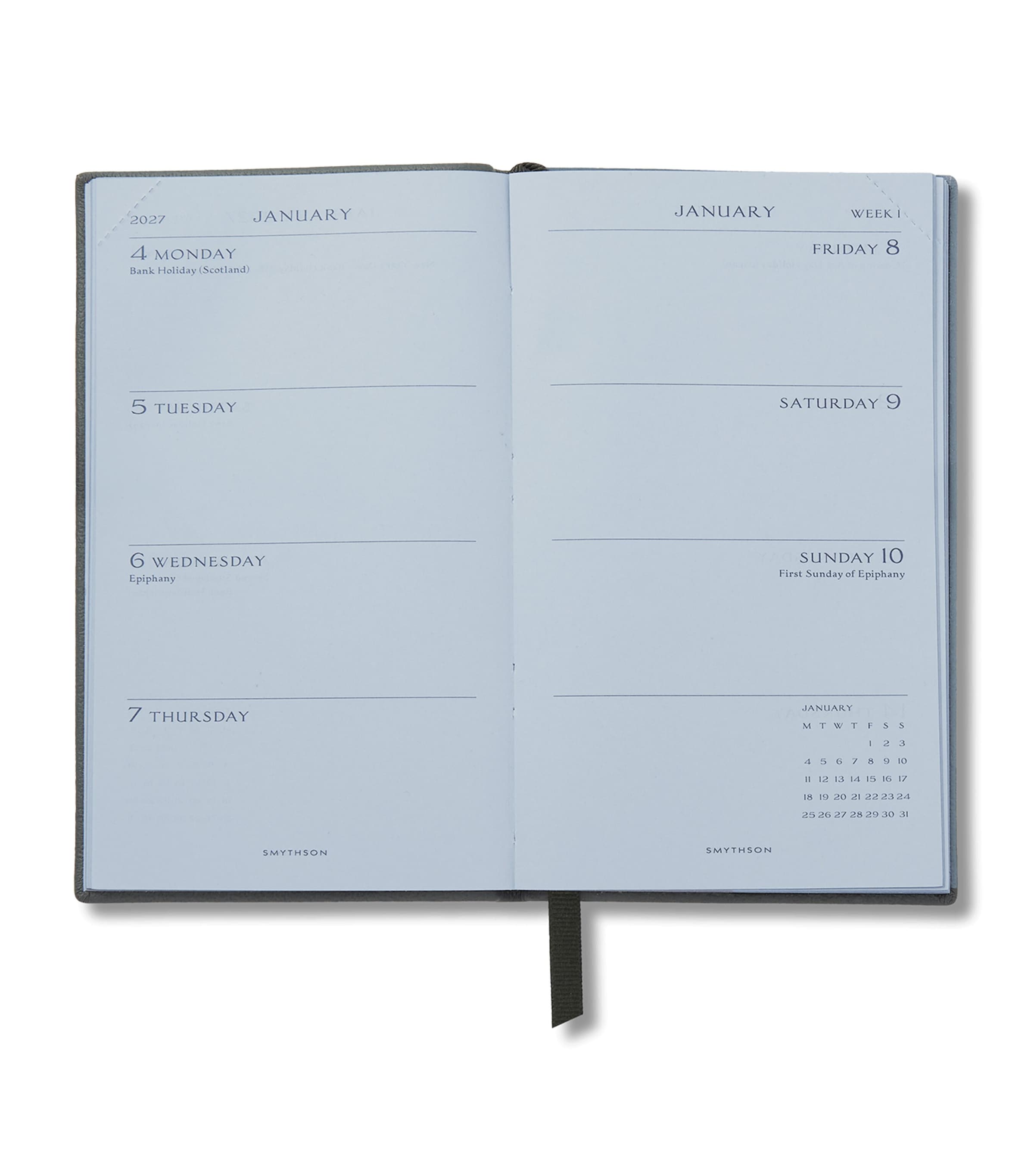 Smythson Leather Panama Weekly Diary 2027 Slate Green Image 2