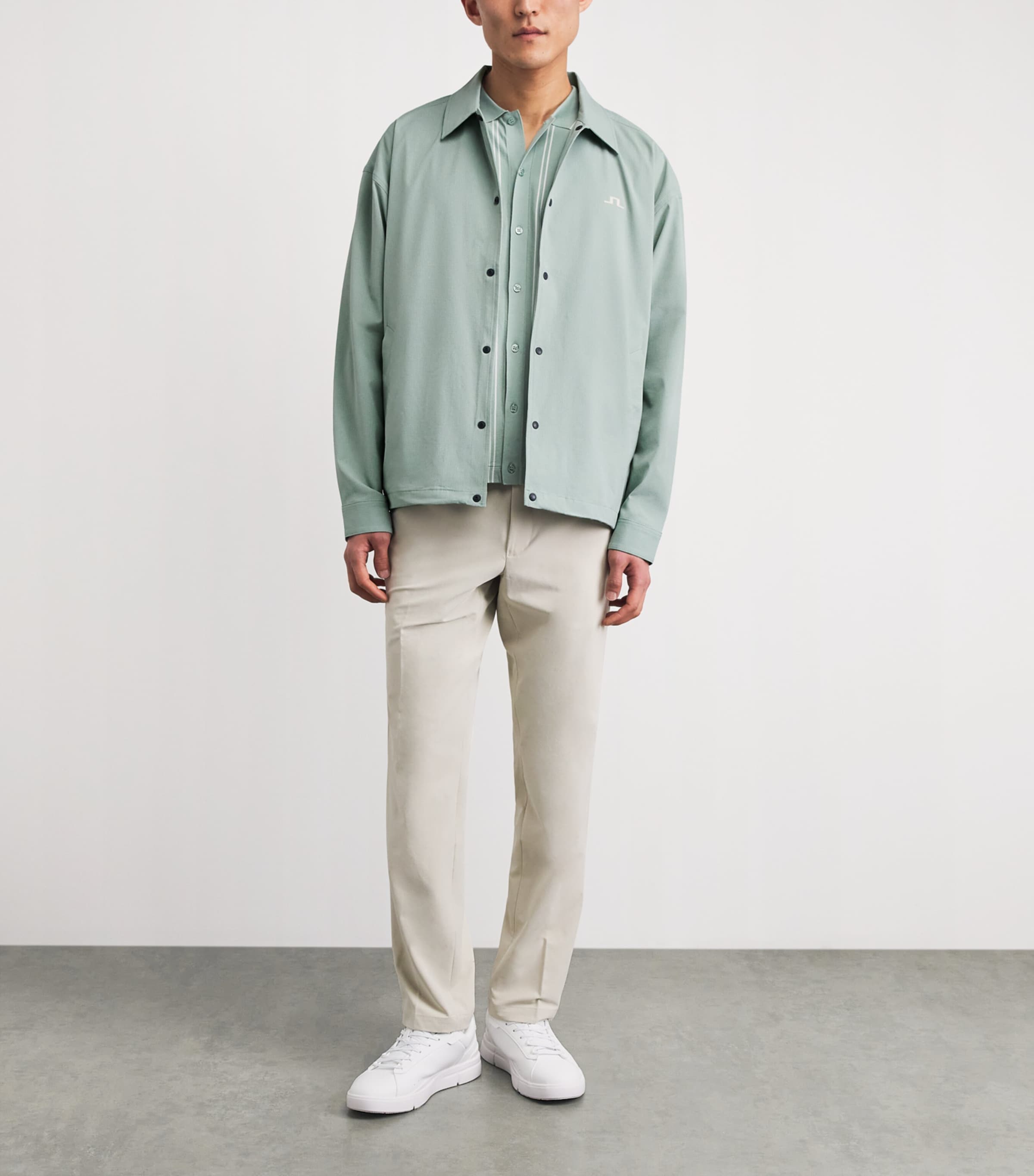 J Lindeberg Mens Dex Coach Overshirt Jadeite Image 2