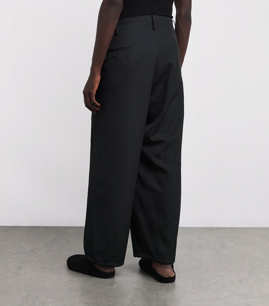 Wool String-Pleated Trousers BLACK 2 Image 4