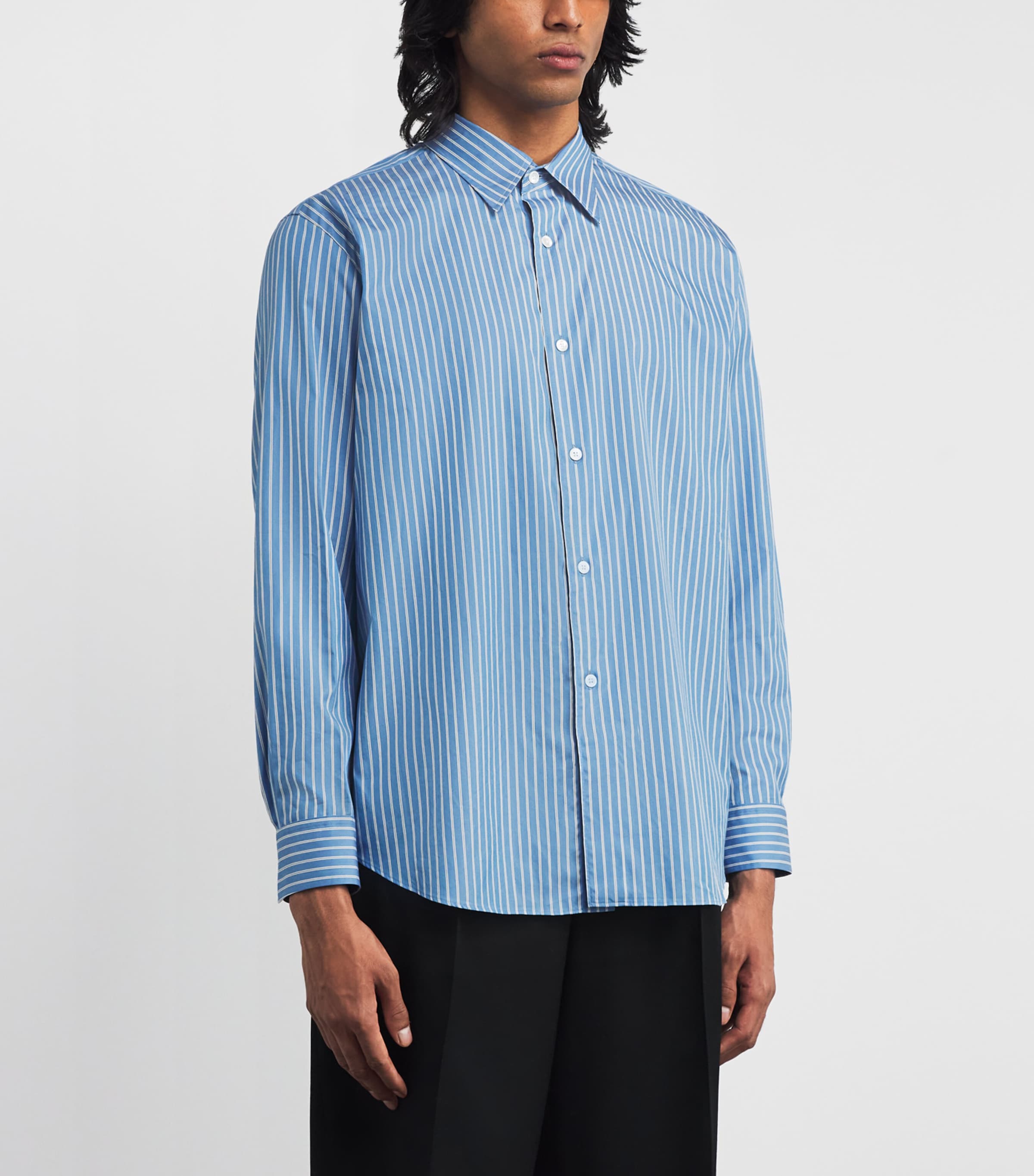 トップス AURALEE for Ron Herman stripe shirts Auralee Blue Cotton-Silk Stripe Shirt | Harrods US