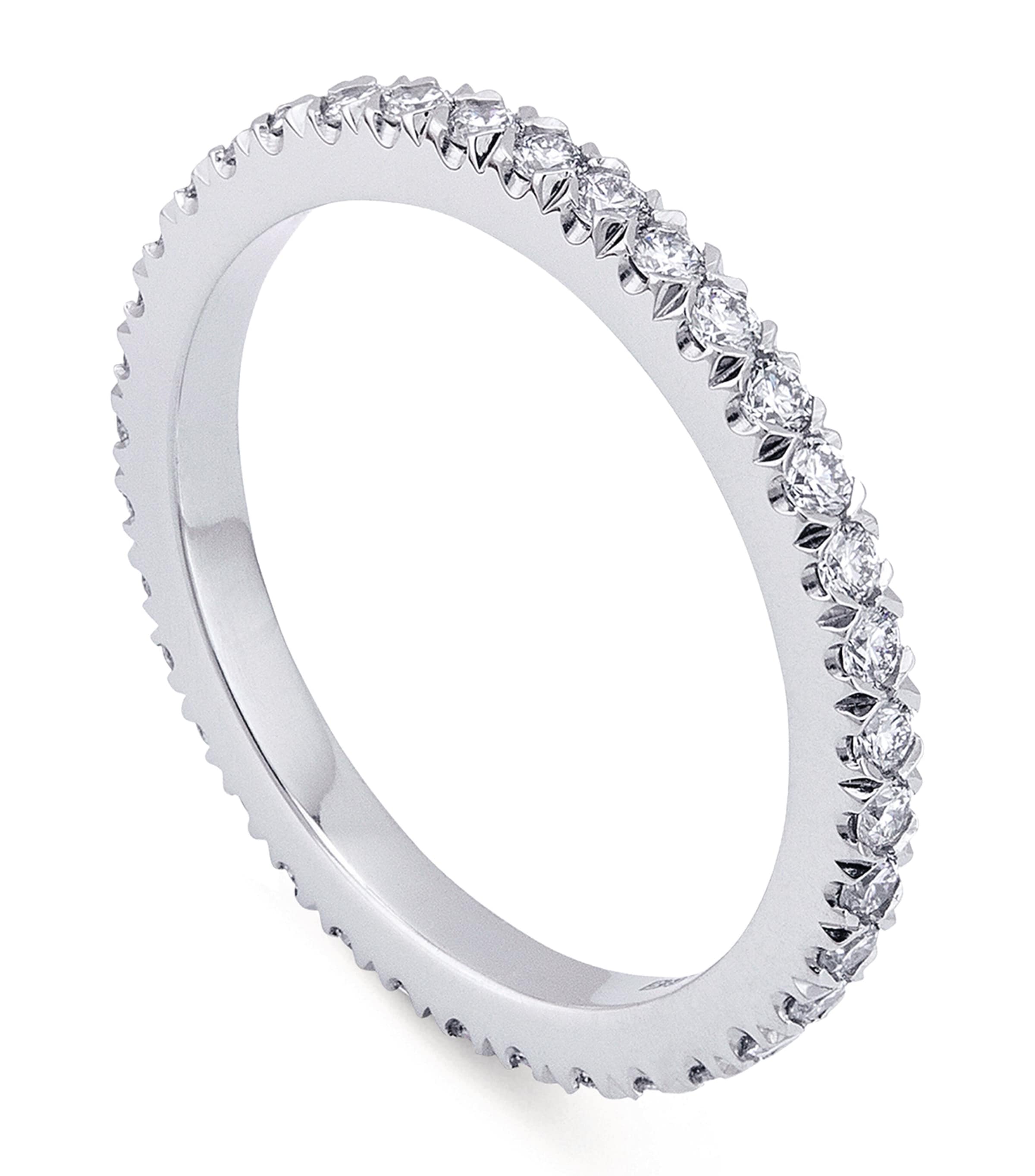 Platinum and Diamond Vintage Half-Hoop Wedding Band PLATINUM Image 1