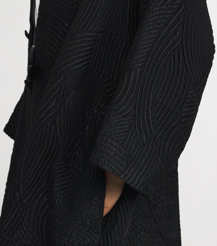 Silk-Wool-Blend Stand-Collar Coat BLACK Image 6