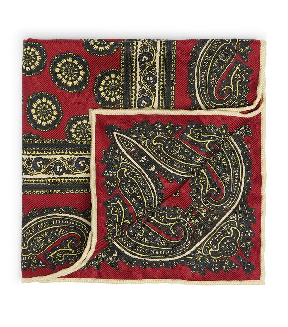 Dunhill Mulberry Silk Printed Pocket Square Red Image 1