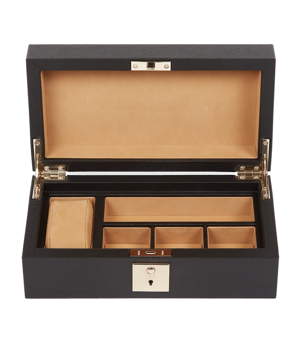 Leather Panama Watch and Cufflinks Case