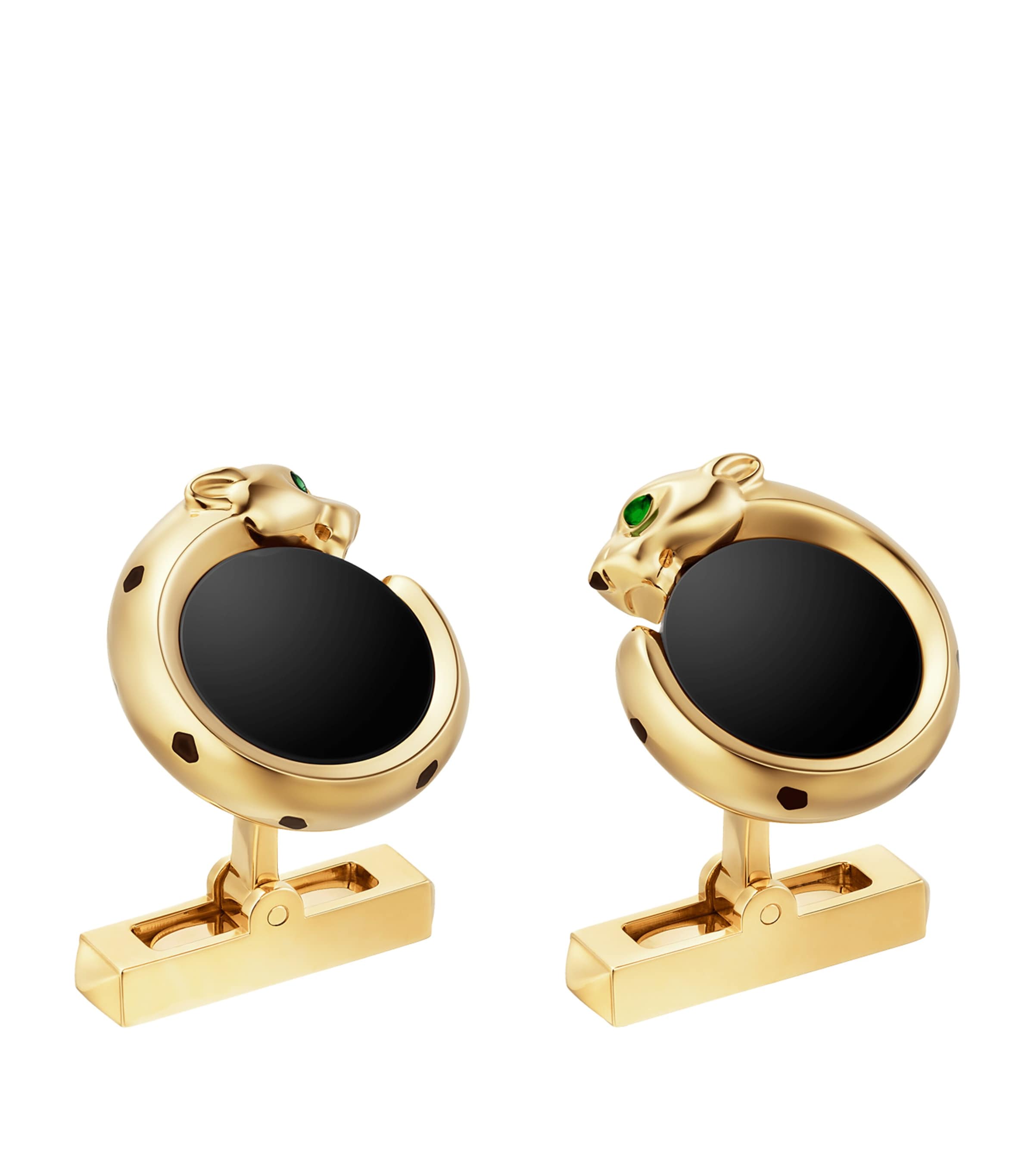 Cartier Yellow Gold Tsavorite and Onyx Cufflinks Harrods UK